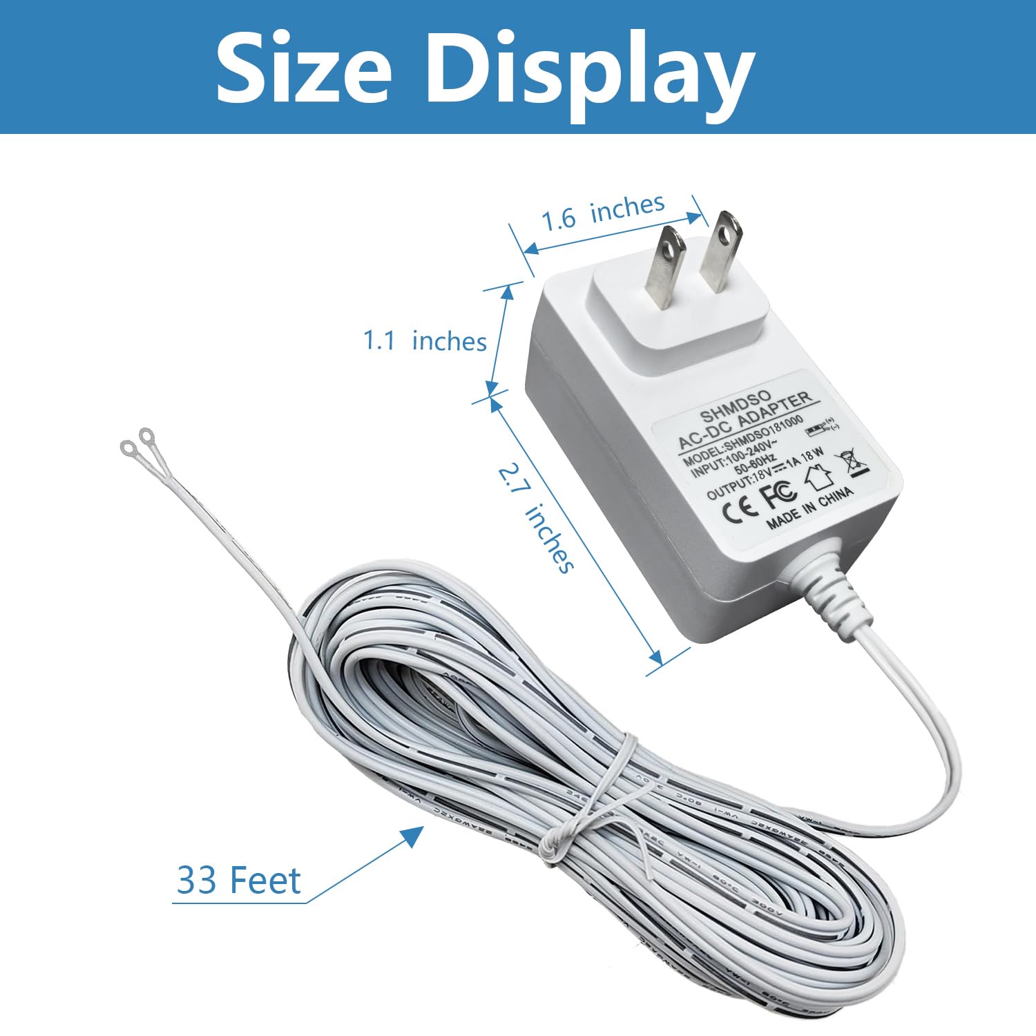 Dc 24Volt Transformer,C Wire Adapter,33 Ft Long Cable,Compatible With Ring Doorbell Transformer And Thermostat For Sensi,Ecobee
