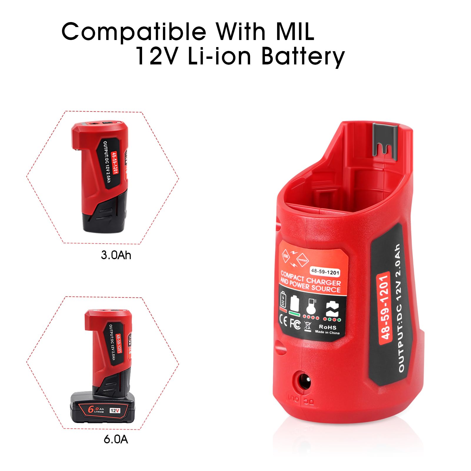 ?Multi Function? Calihutt 12V Usb Power Charger Adapter Replacement For Milwaukee M12 12V Battery Adapter Milwaukee Heated Jacke