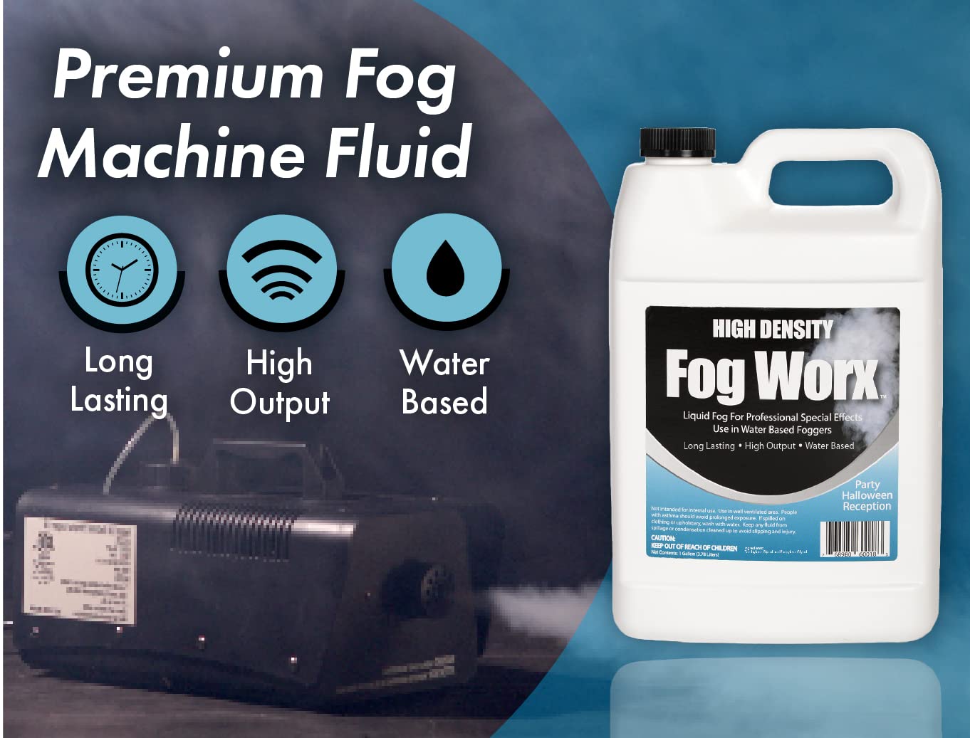 Sanco Industries Fogworx Extreme High Density Fog Juice Gallon   Long Lasting, High Output, Odorless Water Based Fog Machine Flu