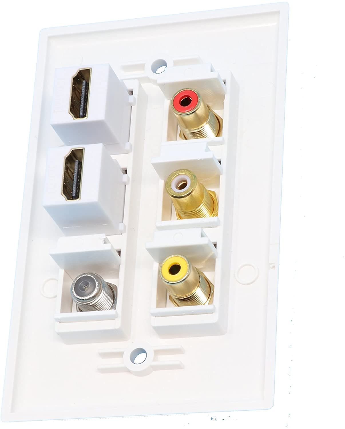 Riteav - 3 X Rca - 2 X Hdmi And 1 X Coax Cable Tv Port Wall Plate - White