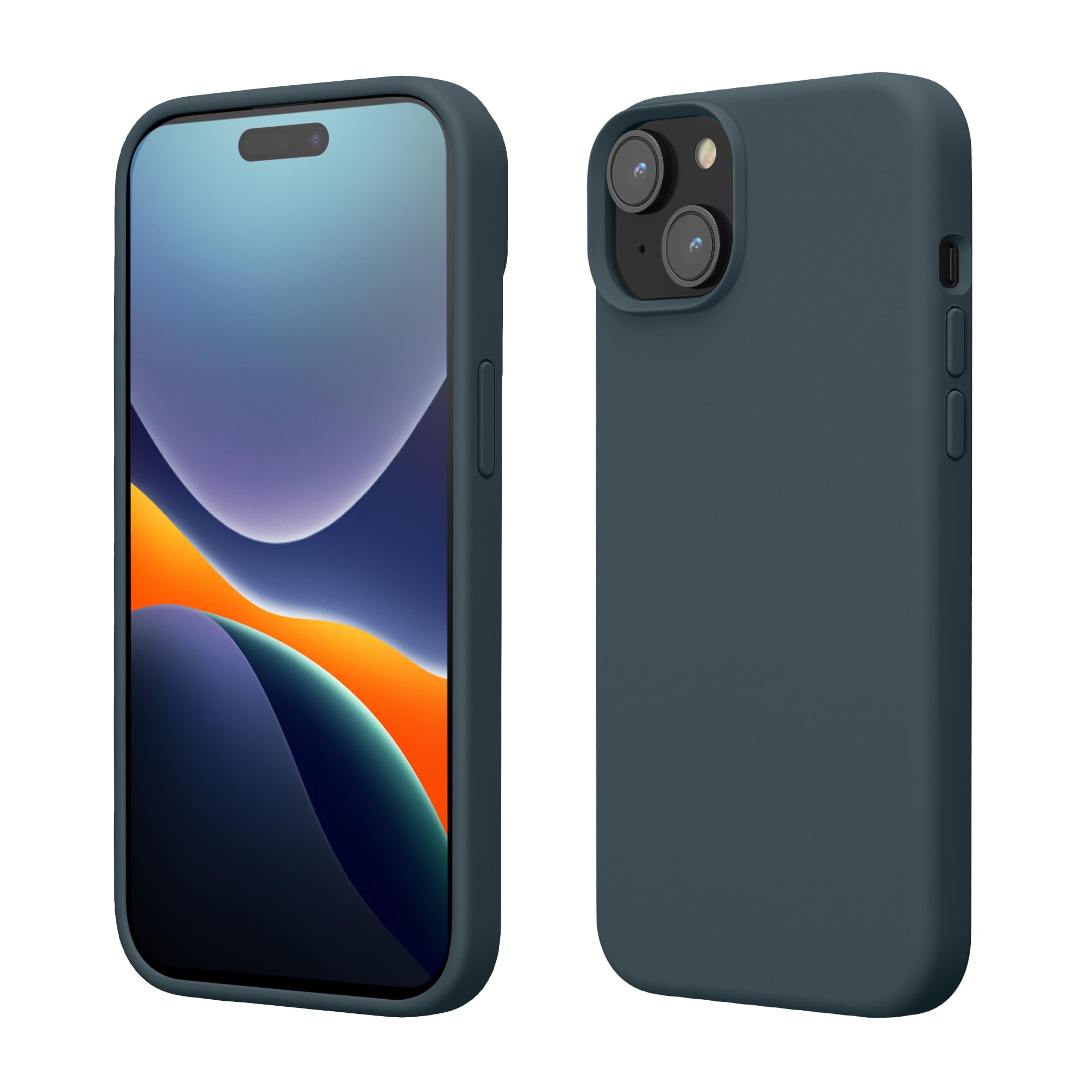 kwmobile Case Compatible with iPhone 15 Case - Slim Soft TPU Silicone Cover - Dark Slate