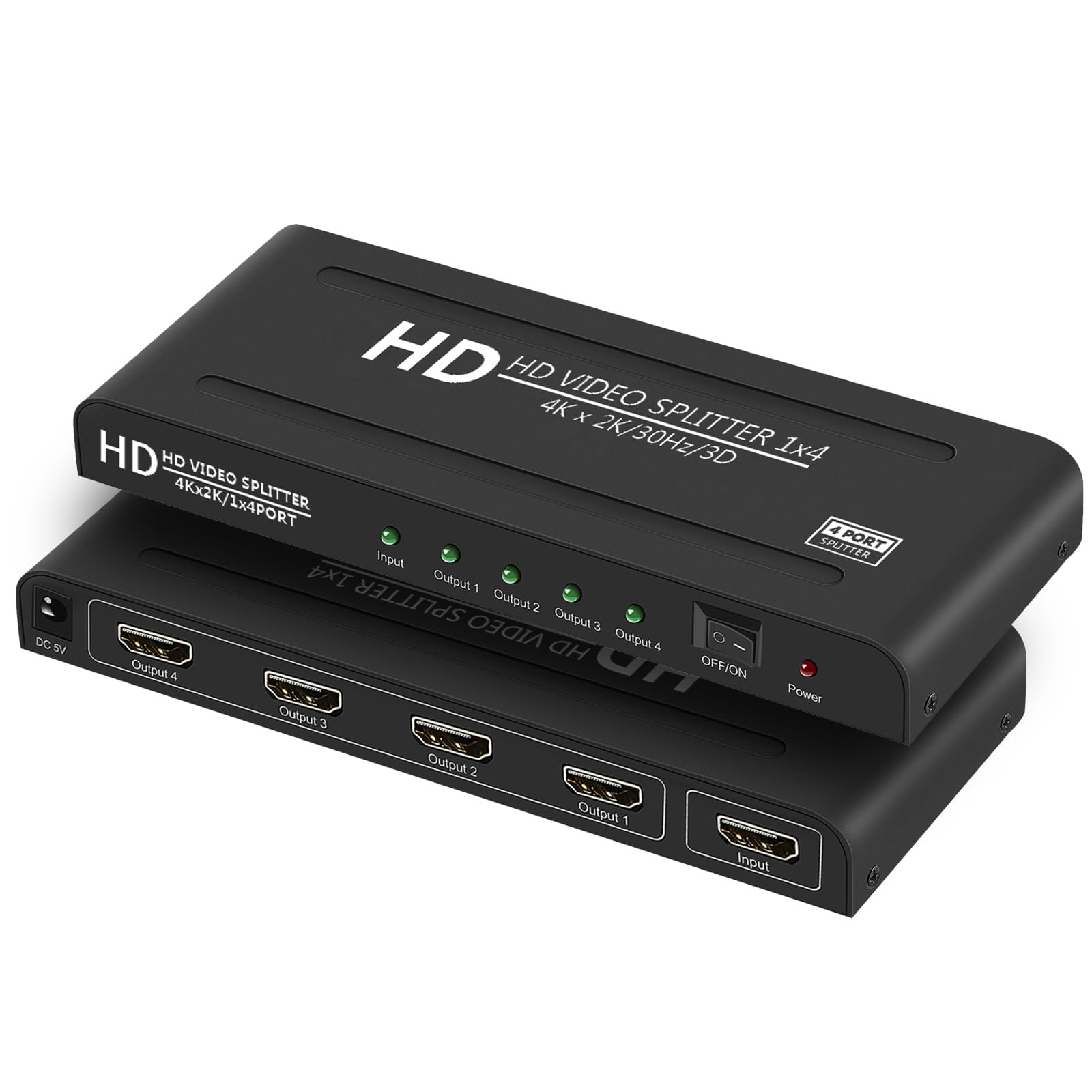4K HDMI Splitter 1x4,Powered hdmi Splitter 1 in 4 Out Support 4Kx2K@30Hz,3D,Mirror/Copy Screen only (Not Extend) 4 Port hd Split