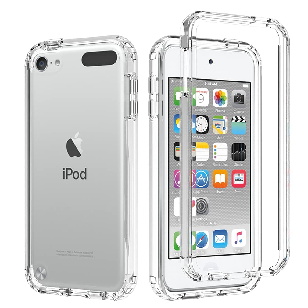 Tothedu Case For Ipod Touch 6/Ipod Touch 5/Ipod Touch 7 Case For Girls Women, Clear Full Body Protective Shockproof Hard Pc Shel