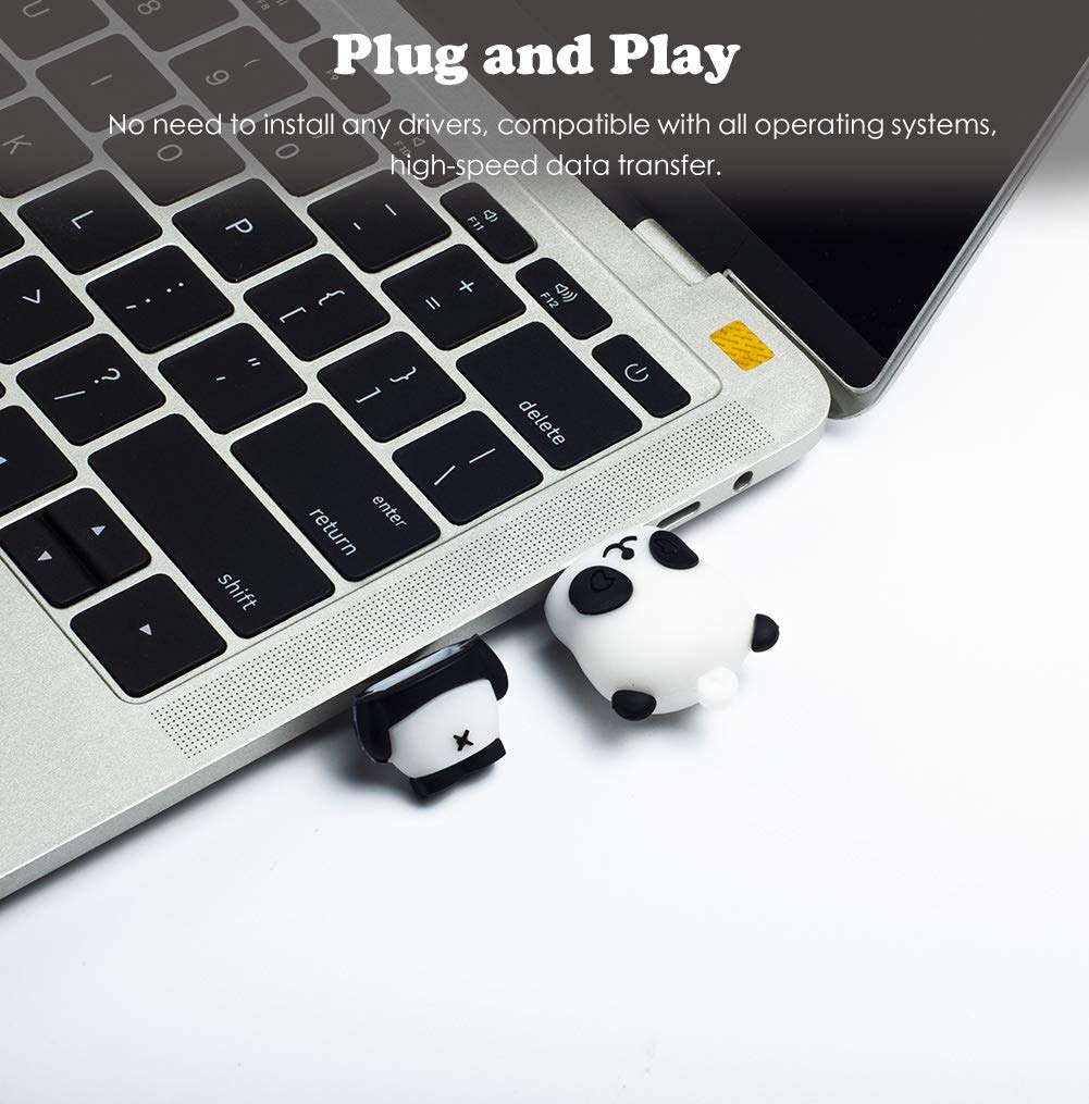 Borlterclamp Usb Flash Drive Cute Panda Pattern 32Gb Pack Of 2 Pcs Pendrive Gift For Students And Children