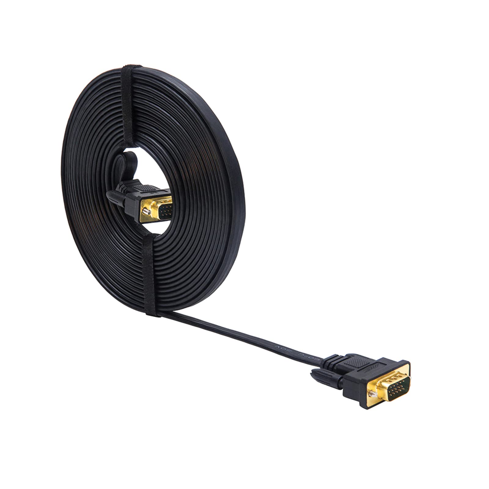 Dtech 10Ft Ultra Thin Flat Computer Monitor Vga Cable 15 Pin Male To Male Connector Svga Wire 10 Feet   Black
