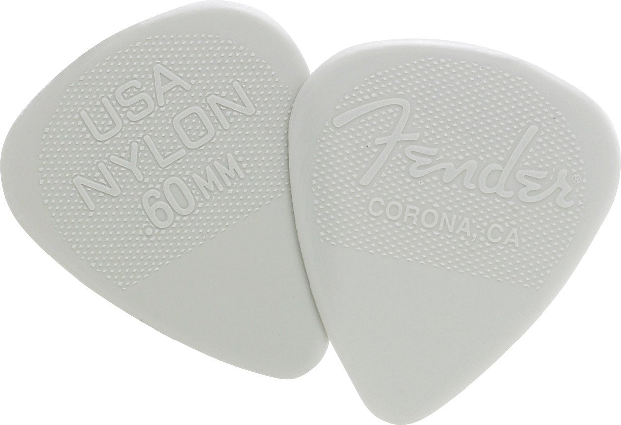 Fender Nylon Guitar Picks 351 Shape, Guitar Accessories, White, 0.60Mm, 12 Pack