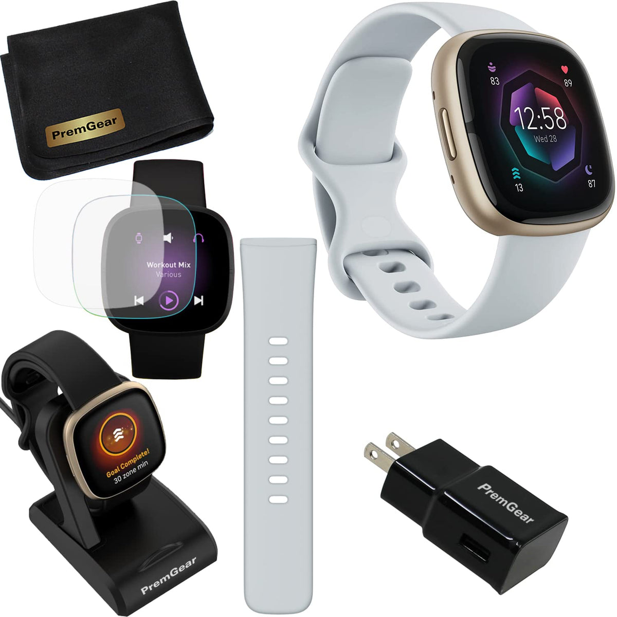 Fitbit Sense 2 Advanced Health And Fitness Smart Watch (Blue Mist) With Manage Stress, Ecg, Spo2, Gps, S & L Bands, Bundle With 