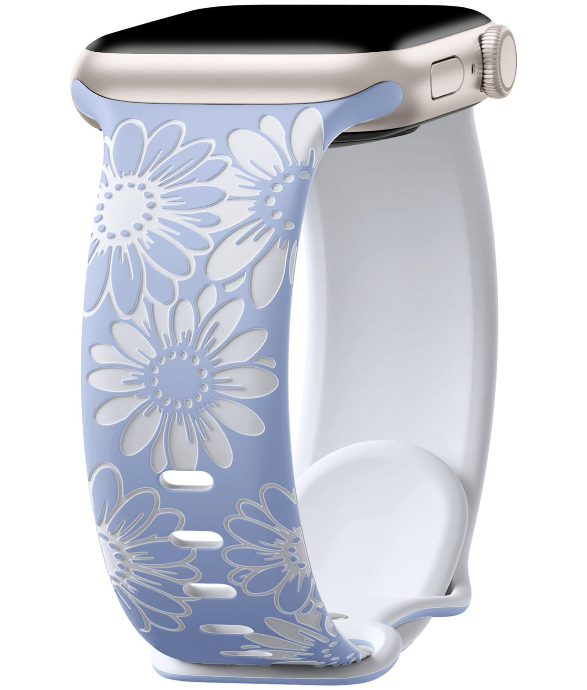 Daqin Compatible With Apple Watch Band 42Mm 44Mm 45Mm 46Mm 49Mm 40Mm 41Mm 38Mm, Soft Silicone Cute Flower Pattern Waterproof Str