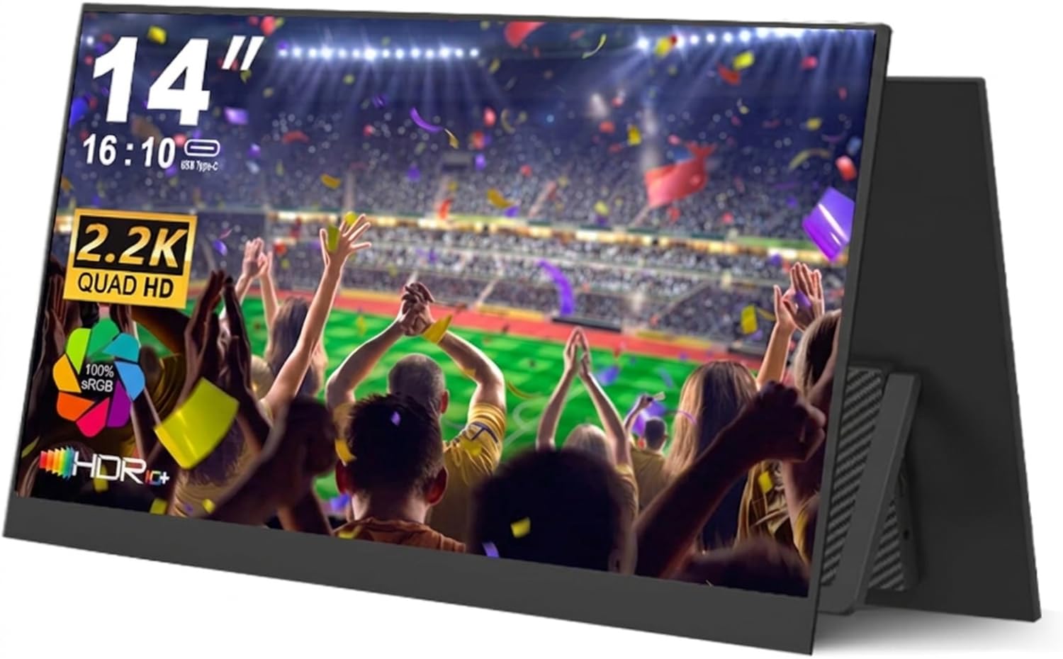 JSHIX 14 Inch 2.2K Portable Monitor, 16:10 QHD (2240x1400) 100% sRGB HDR IPS Screen, Ultra-Slim External Second Monitor for Lapt