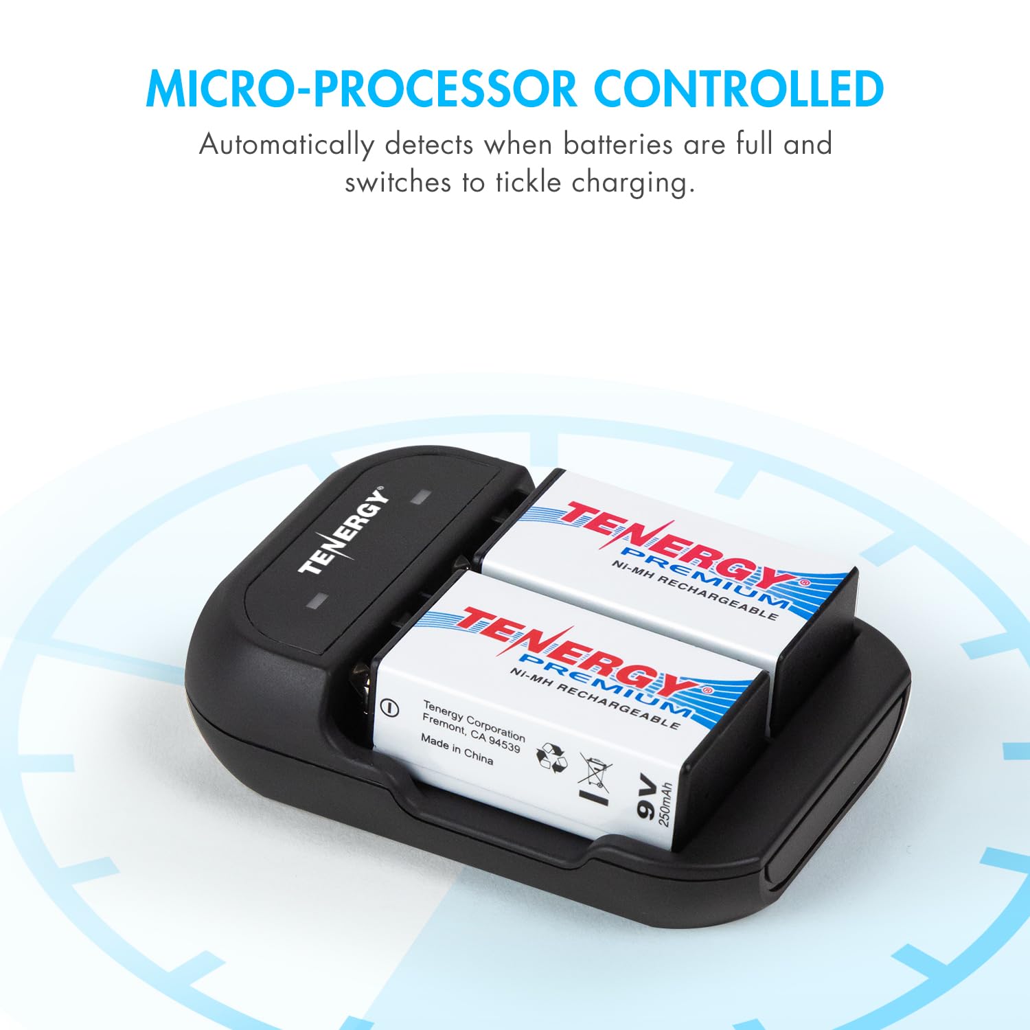 Tenergy Tn141 Smart Charger For Nimh 9V Rechargeable Batteries, 9V Cells Battery Charger, 9 Volt Nimh