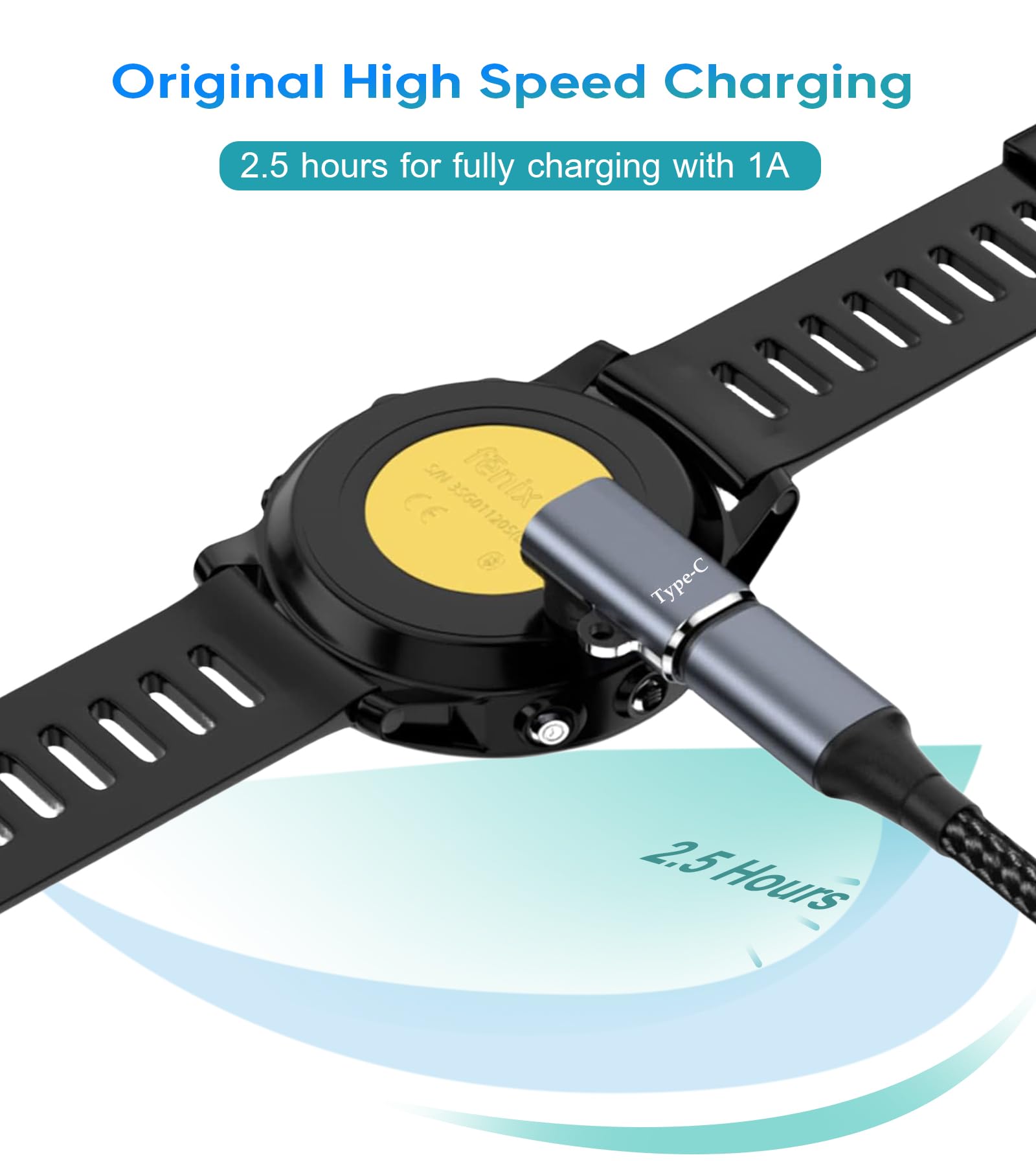 Garmin Watch Charger To Ligtning Adapter 3Pack Right Angle Compatible With Garmin Fenix 7/7S/7X/6S/6/6X/5S/5/5X, Instinct 1/2/2S