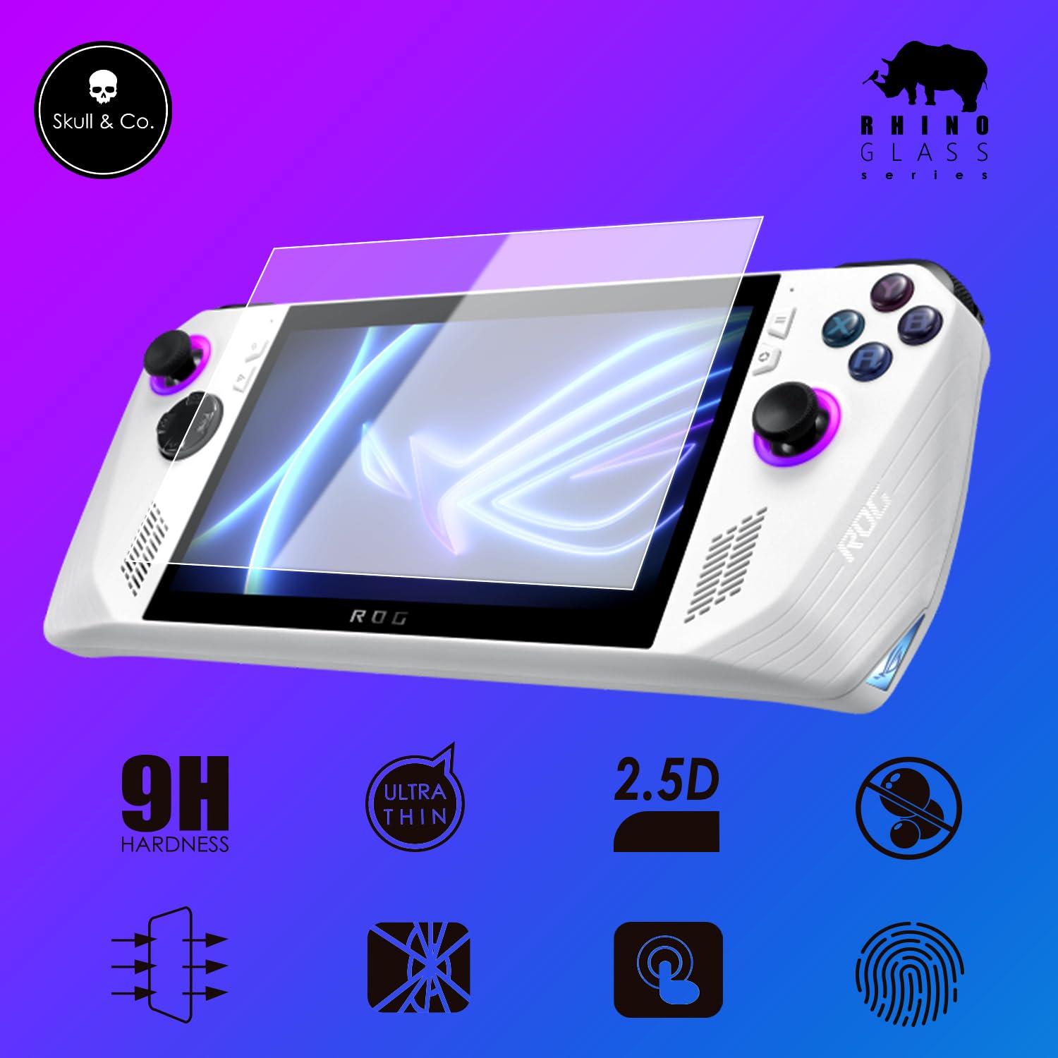 Skull & Co. High Transparency And High Sensitive Tempered Glass Screen Protector For Rog Ally (2 Pack)