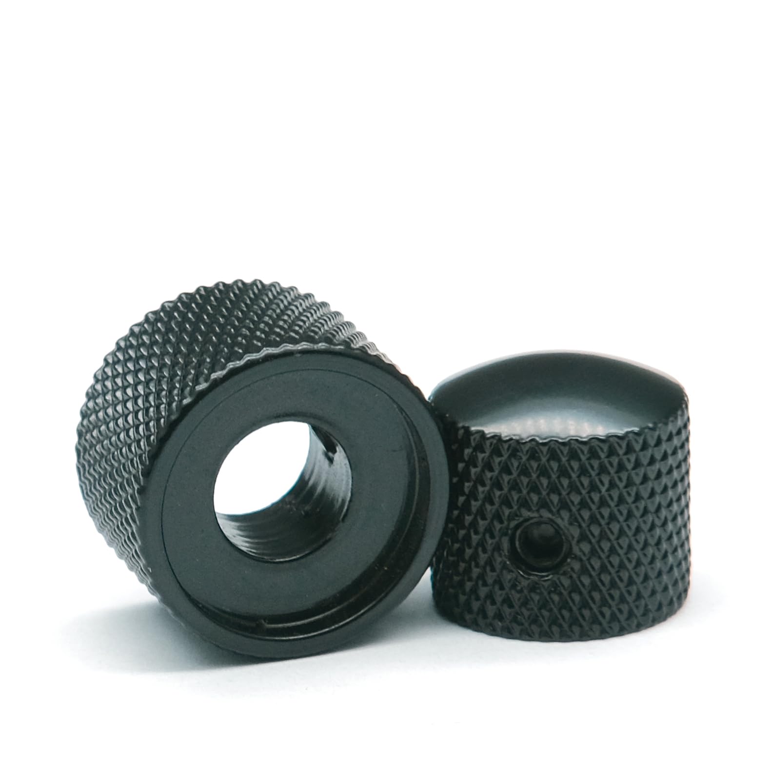 Harpfeas 2Pcs Guitar Dual Concentric Stacked Control Knobs Sets Metal With Wrench Replacement For Electric Guitar Bass (Black)