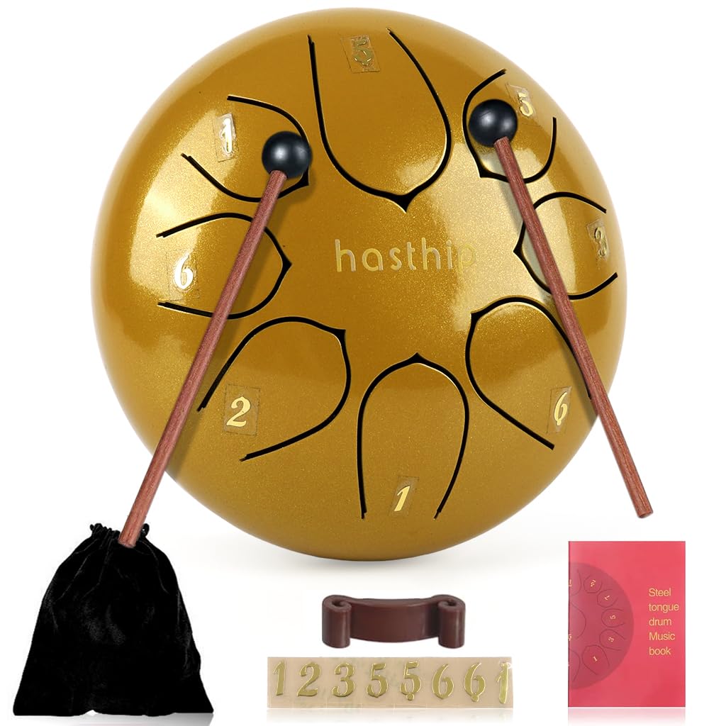 HASTHIP 6inch Steel Tongue Drum 8 Note, Percussion Instrument Handpan Drum with Bag, Music Book and Mallets for Kids and Adults