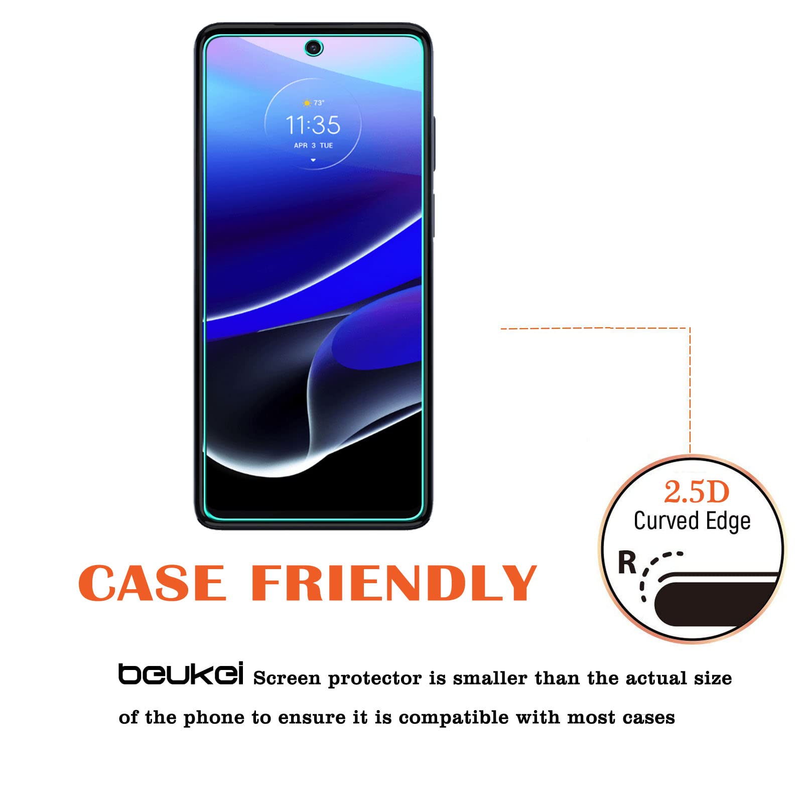 (3 Pack) Beukei Compatible For Motorola Moto G Stylus (2022) / Moto G Stylus 5G (2022) [Not Fit For 2021/2020 Version] Screen Protector Tempered Glass, (6.8 Inch)Touch Sensitive,Case Friendly, 9H Hardness