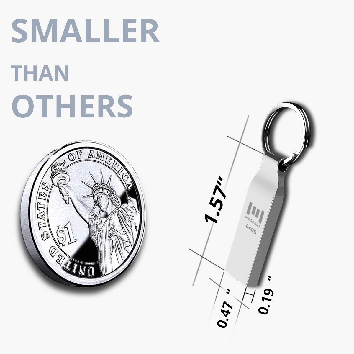 Mosdart 64Gb Waterproof Metal Usb 2.0 Flash Drive   Keychain Thumb Drive Memory Stick Jump Drive Data Storage For Computers   Ex