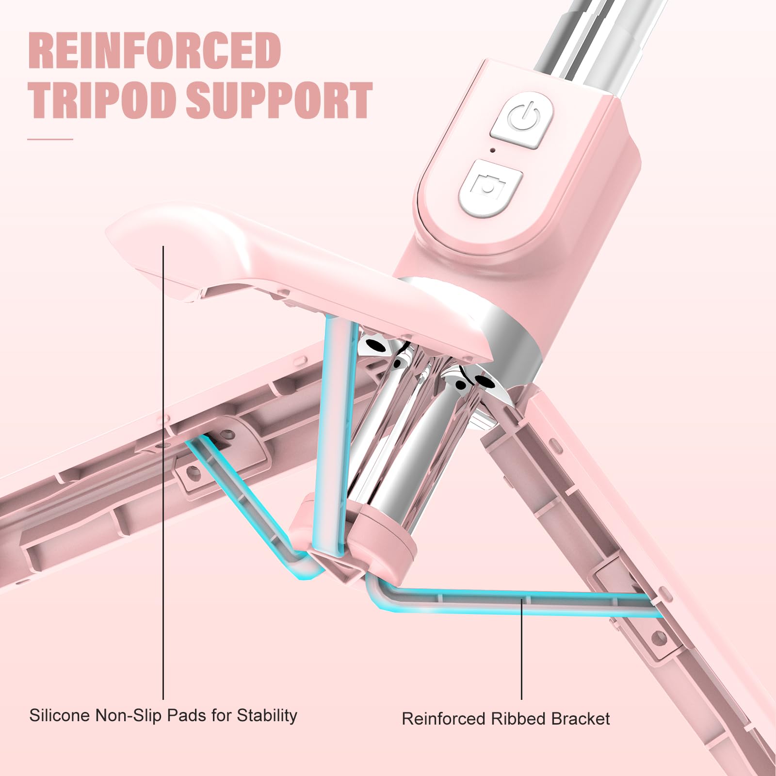 Selfie Stick With Rechargable Remote & Light (1Pc), Tripod For Iphone, Cell Phone Stand For Video Recording, Portable Travel Ess