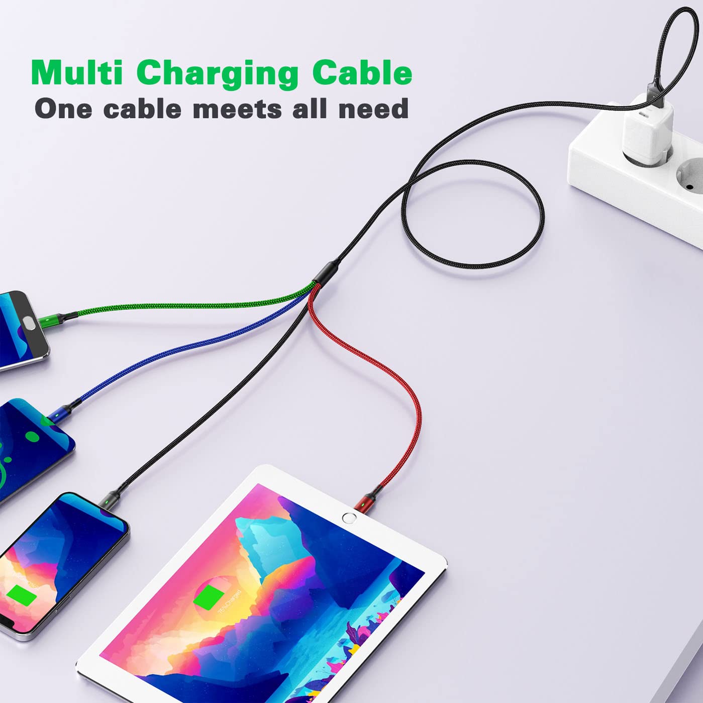 Multi Charging Cable(2Pack 6FT), 4 in 1 Charger Cable Braided Multiple ...