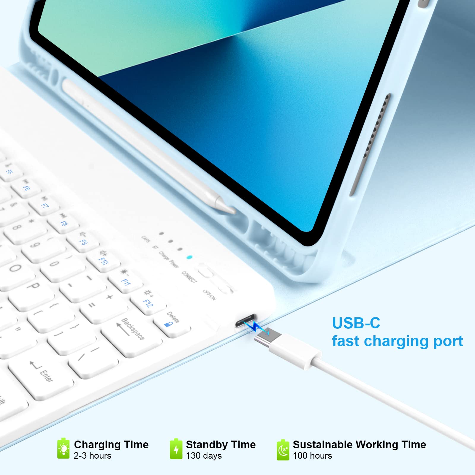 Taiyang For Ipad Air 13 Inch M2 2024 Case With Keyboard, Keyboard Case For Ipad Pro 6Th Generation 2022, Detachable Wireless Key