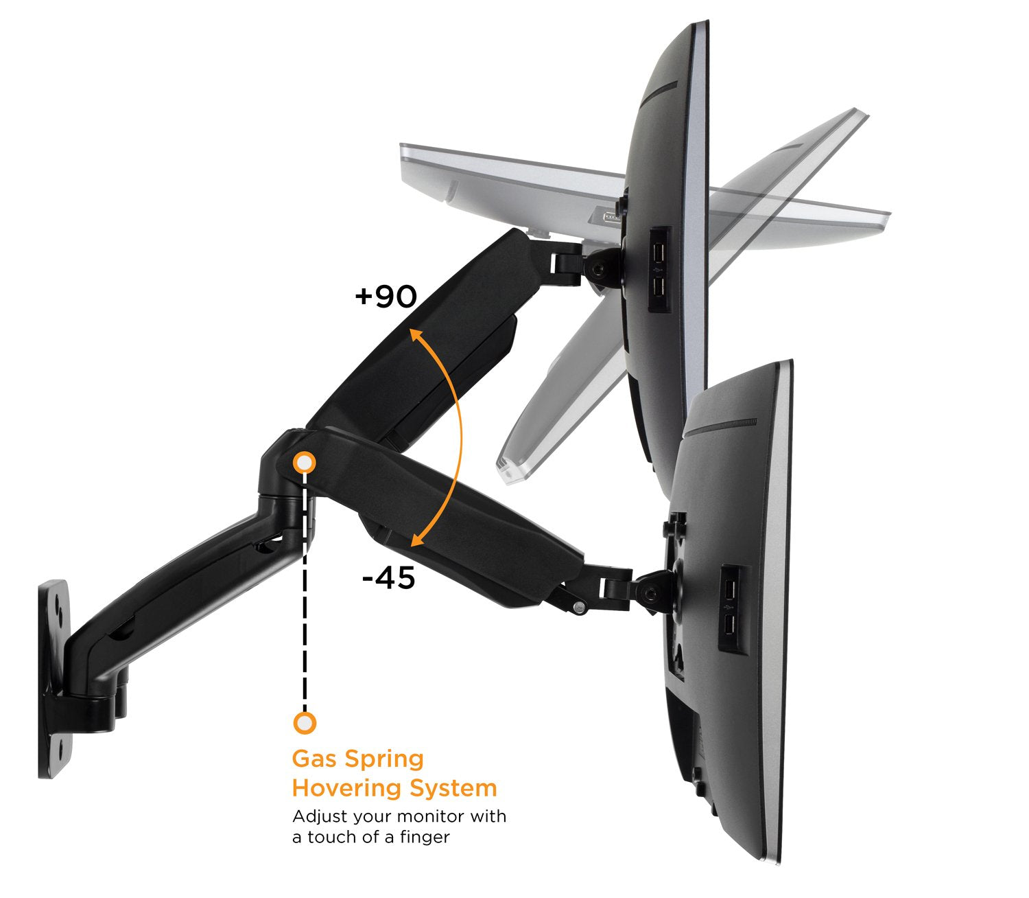 Mount It! Dual Monitor Wall Mount Arms | Double Monitor Wall Mount | Two Full Motion Adjustable Articulating Gas Spring Arms | F