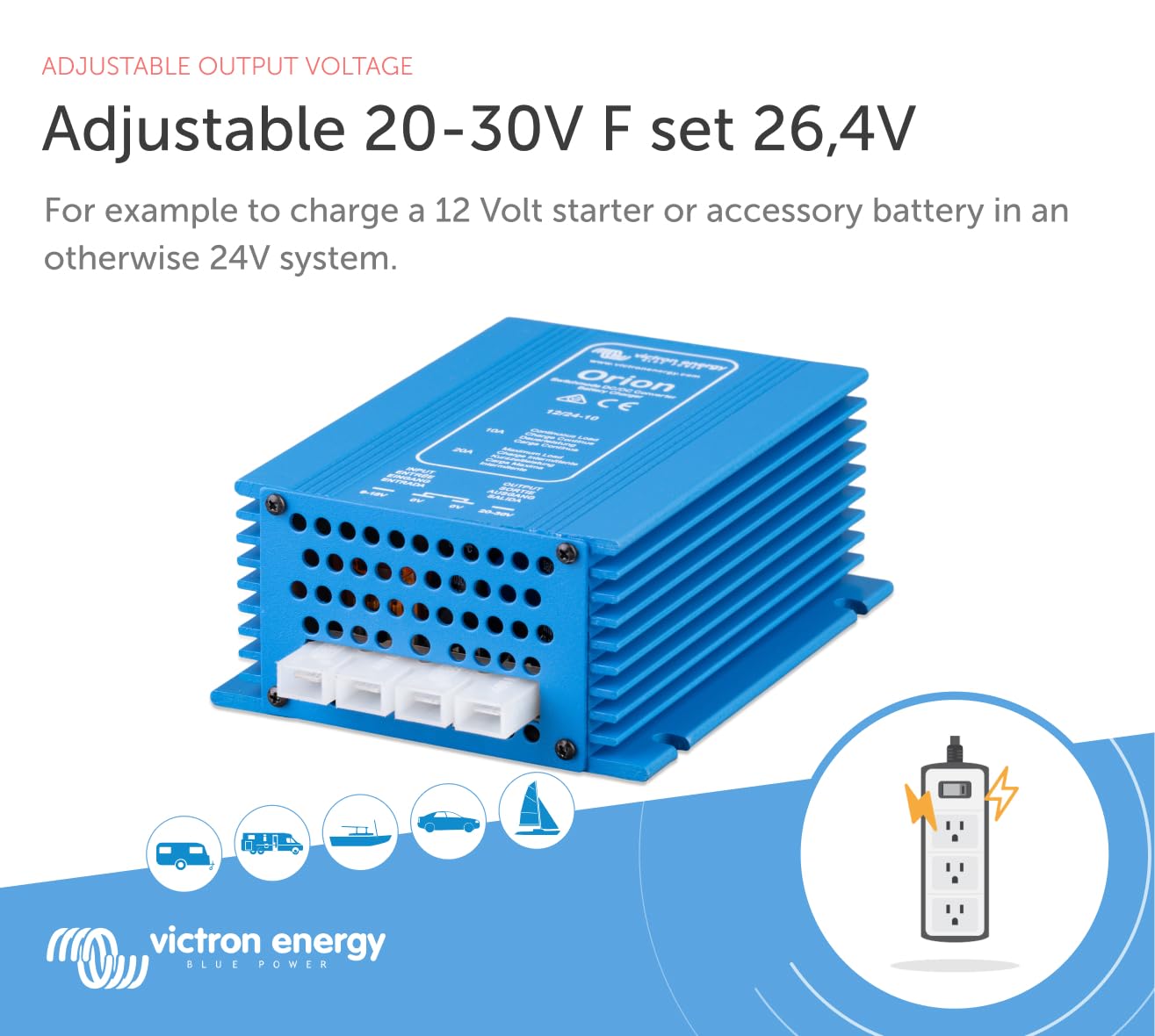 Victron Energy Orion 12/24 Volt 10 Amp Dc Dc Converter Non Isolated, High Power