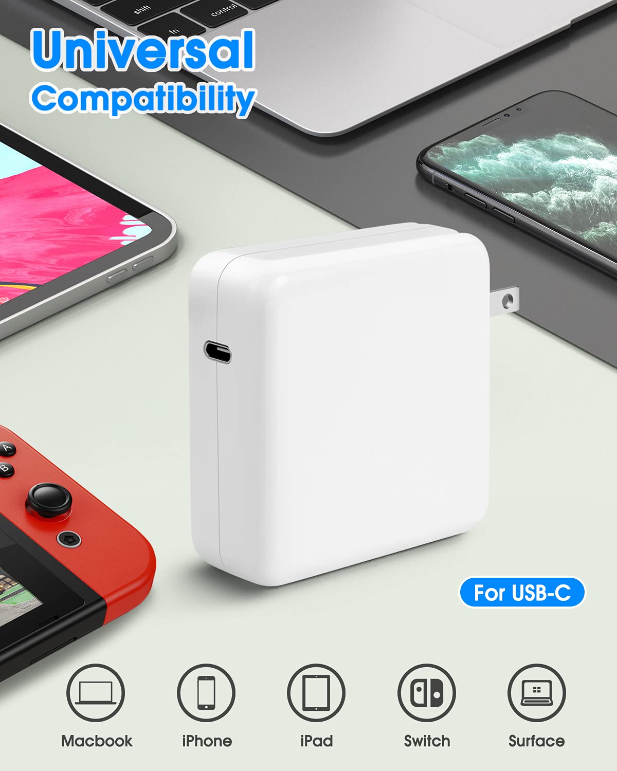 Mac Book Pro Charger, 96W Usb C Fast Charger Power Adapter Compatible With New Macbook Air 13 Inch & Macbook Pro 16'' 2021 2020