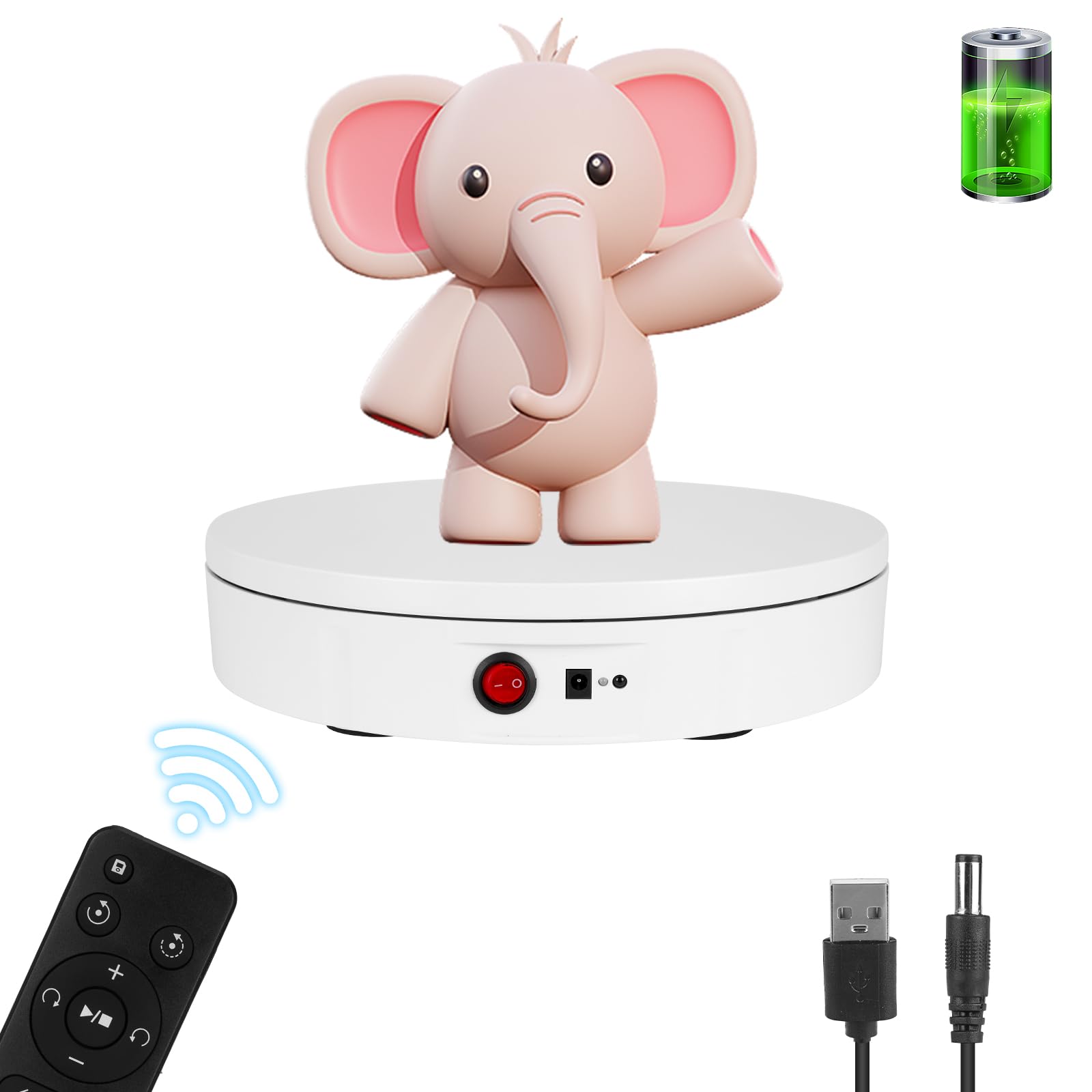 Motorized Rotating Display Stand, Rechargeable 360 Degree Electric Rotating Turntable For Photography Products Display, Live Vid