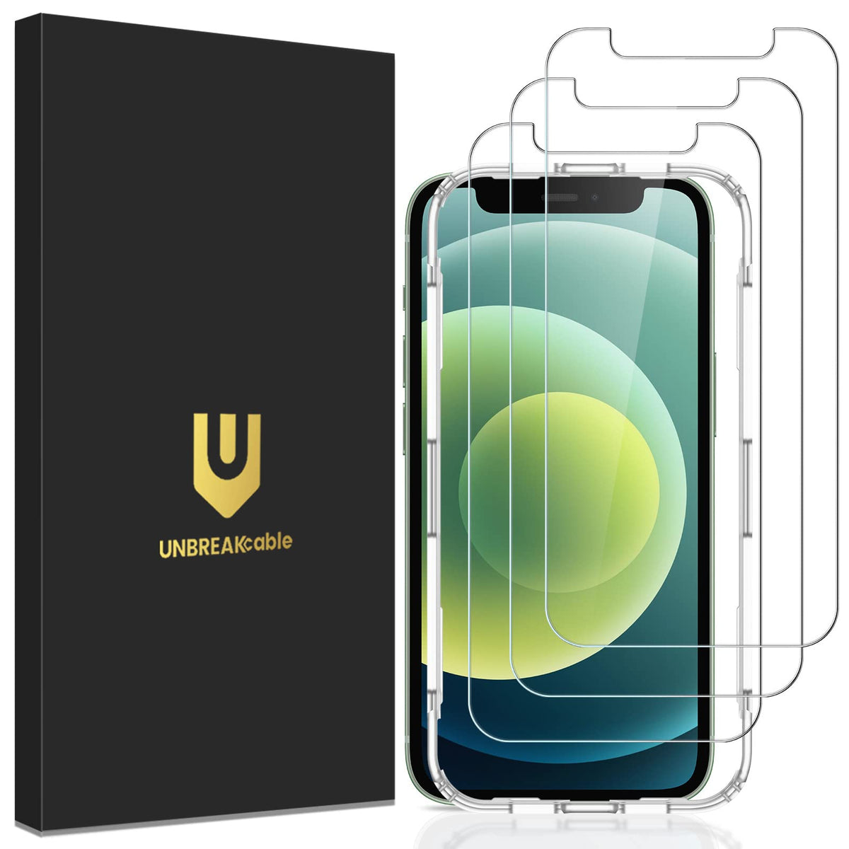 Unbreakcable Screen Protector For Iphone 12 Mini [3 Pack], 0.33Mm 9H Hardness Tempered Glass Compatible With (5.4  Inch), Case F
