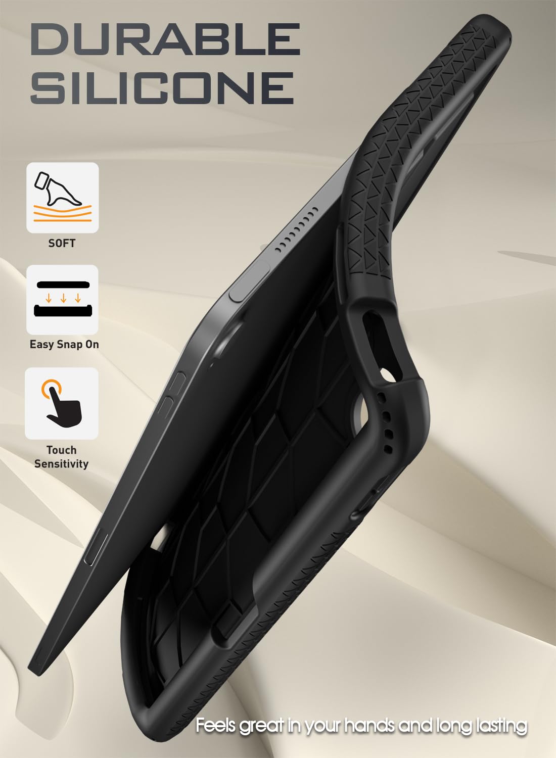 Poetic Turtleskin Case Designed For Ipad Air 11 Inch M3 / M2 (2025/2024), Heavy Duty Shockproof Rugged Kids Friendly Drop Protection Silicone Cover Case, Black