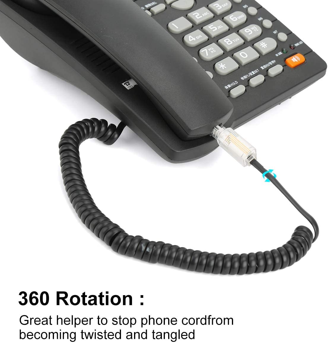 1 X Telephone Cord Detangler   360 Degree Rotating Clear Phone Cord Detangler By Master Cables   Eliminate Twists And Tangles