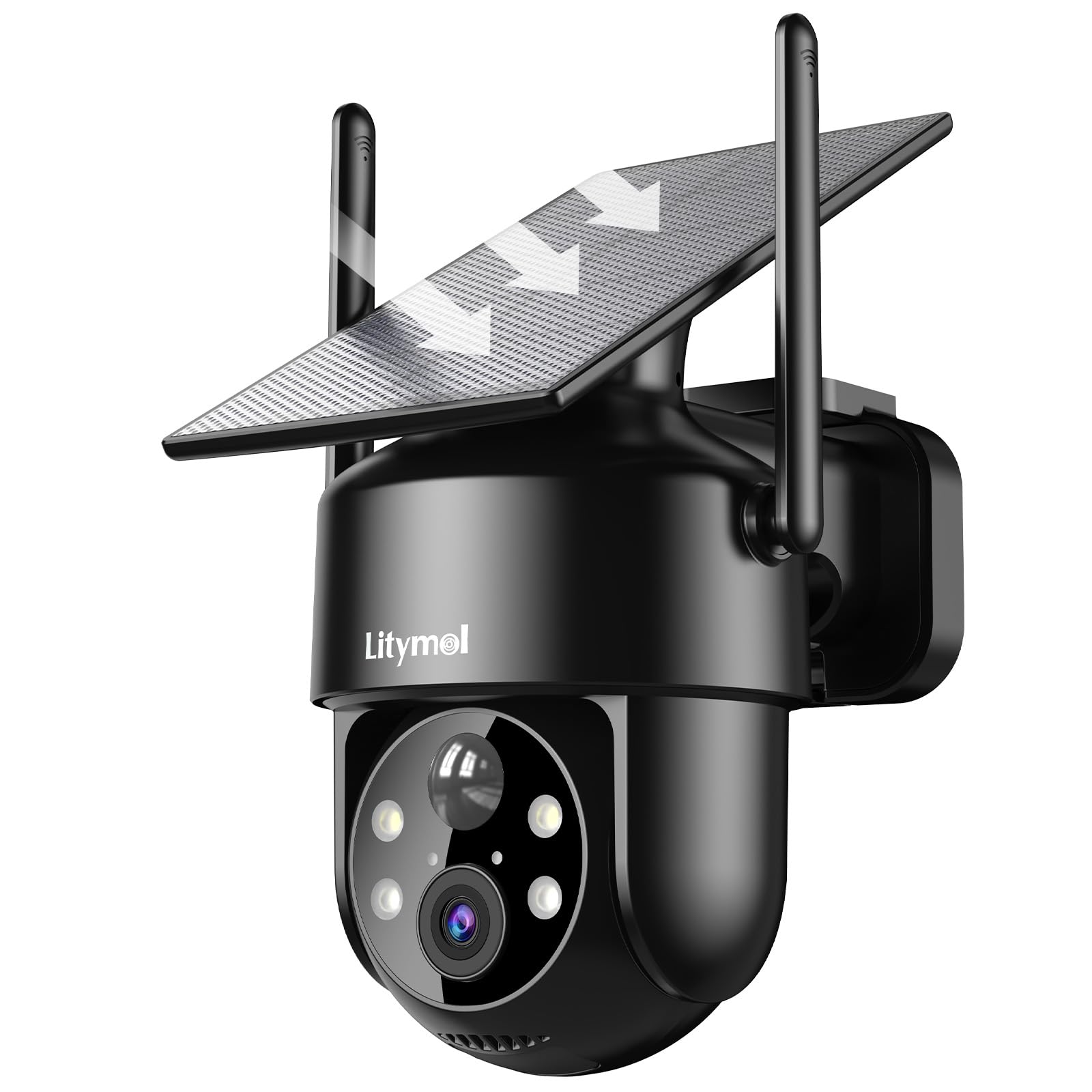LITYMOL 2K 360 View Solar Security Cameras Wireless Outdoor, 2.4g WiFi Cameras for Home Security, Color Night Vision, AI Detecti