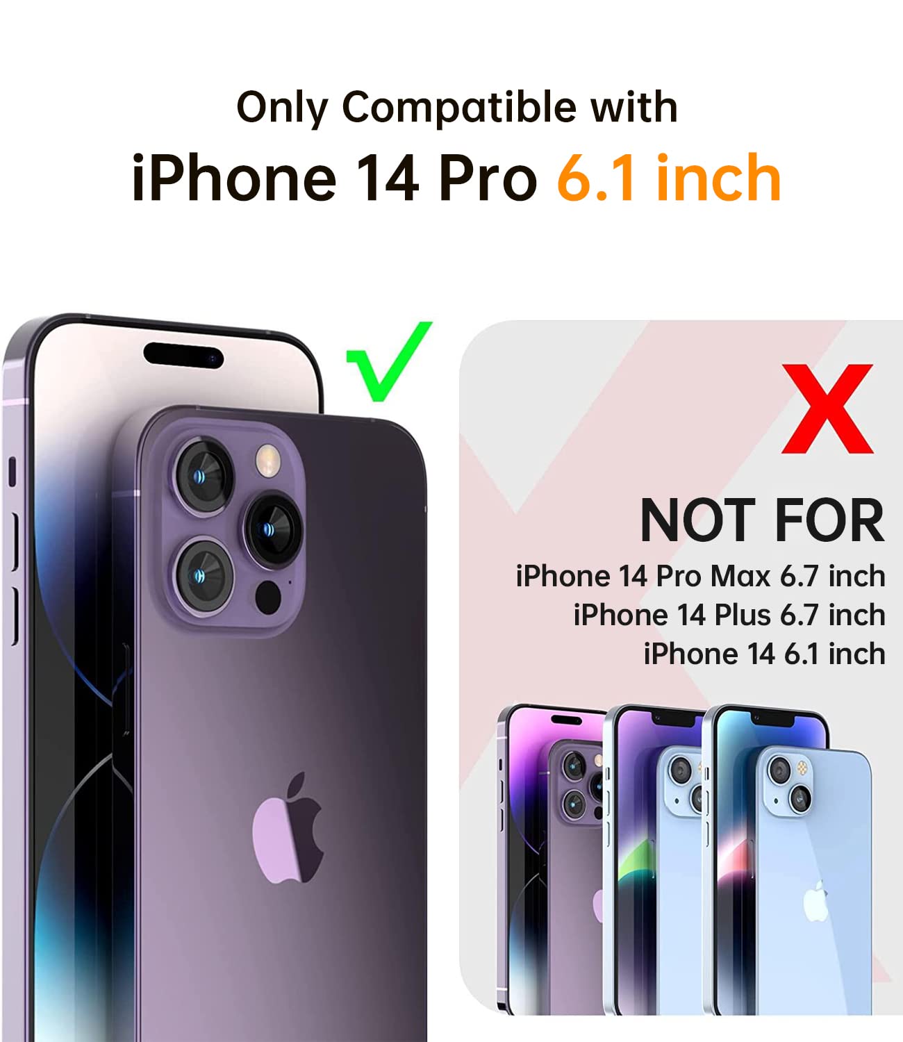 Jueshituo Magnetic Metallic Glossy Clear For Iphone 14 Pro Case With Full Camera Cover Protection [No.1 Strong N52 Magnets] [Mil