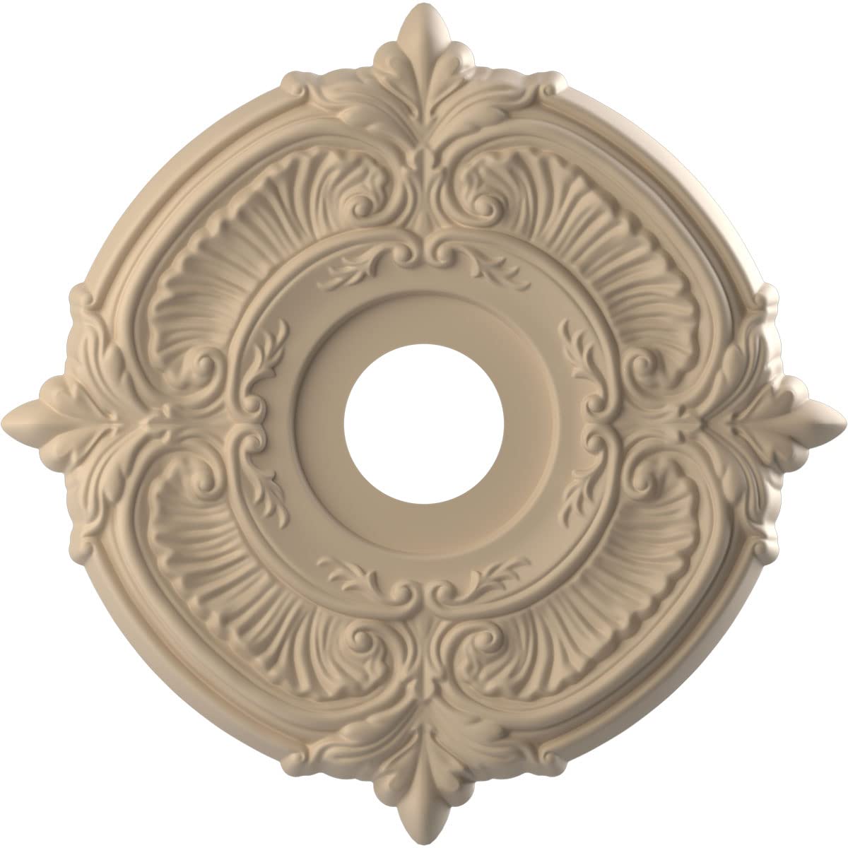 16OD x 3 1/2ID x 1P Attica Thermoformed PVC Ceiling Medallion (Fits Canopies up to 5 5/8), UltraCover Satin Smokey Beige