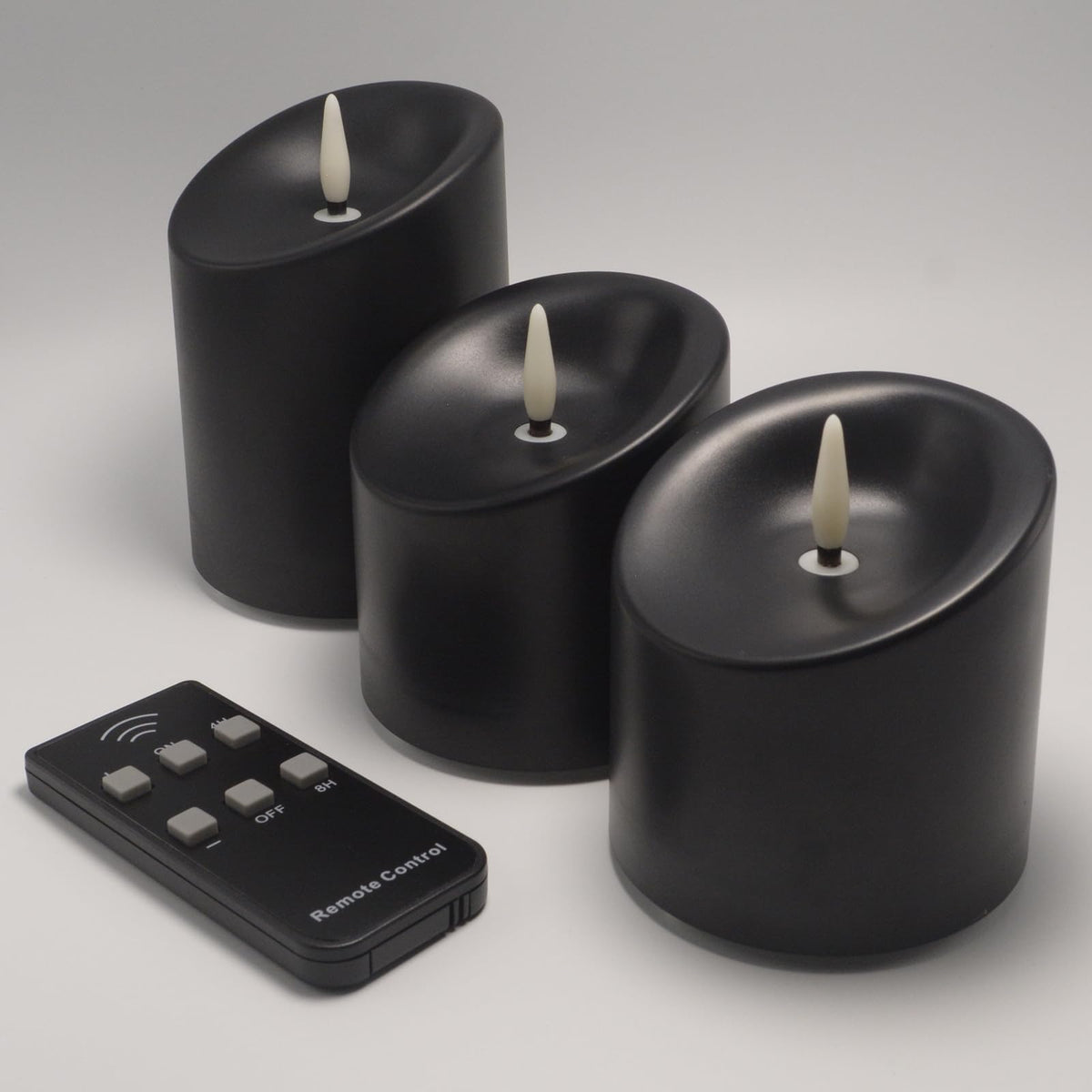 Bovrisy Black Flameless Candles   Halloween Set Of 3, 3'' D X 3'' W, 4'' H With Remote For Indoor Decor
