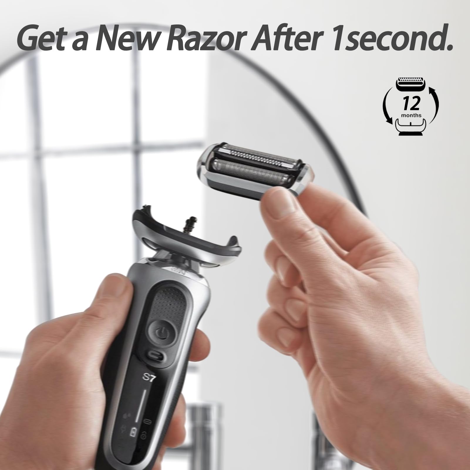 Vidsa Series 7 73S/74S 360 Replacement Head For Brau S7 New Gens Eletric Shaver 7020S, 7025S, 7027Cs, 7071Cc, 7075Cc, 7085Cc Mod