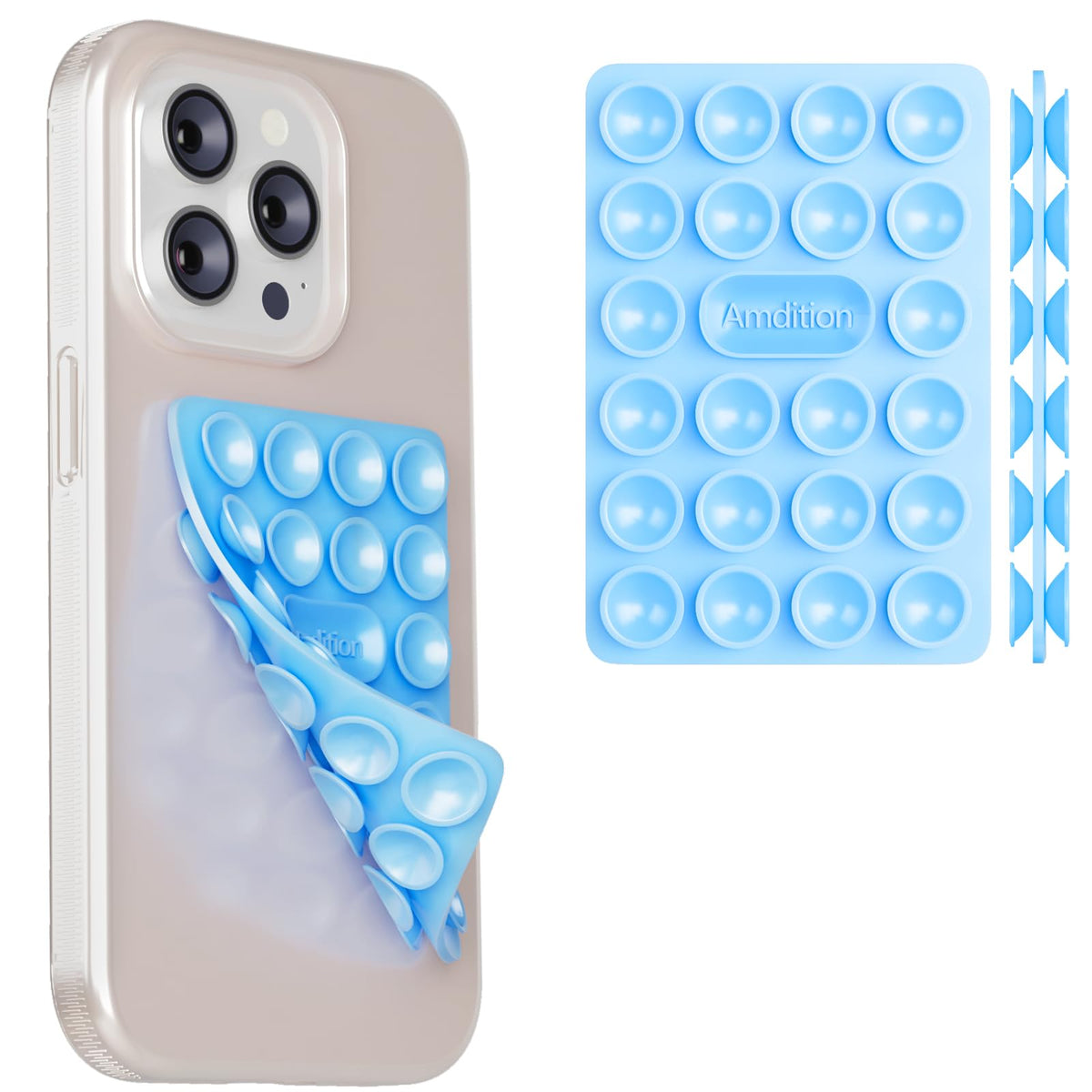 Double-Sided Silicone Suction Cup Phone Case Mount, Hands-Free Strong Grip Holder For Selfies & Videos, Universal Silicon Phone 