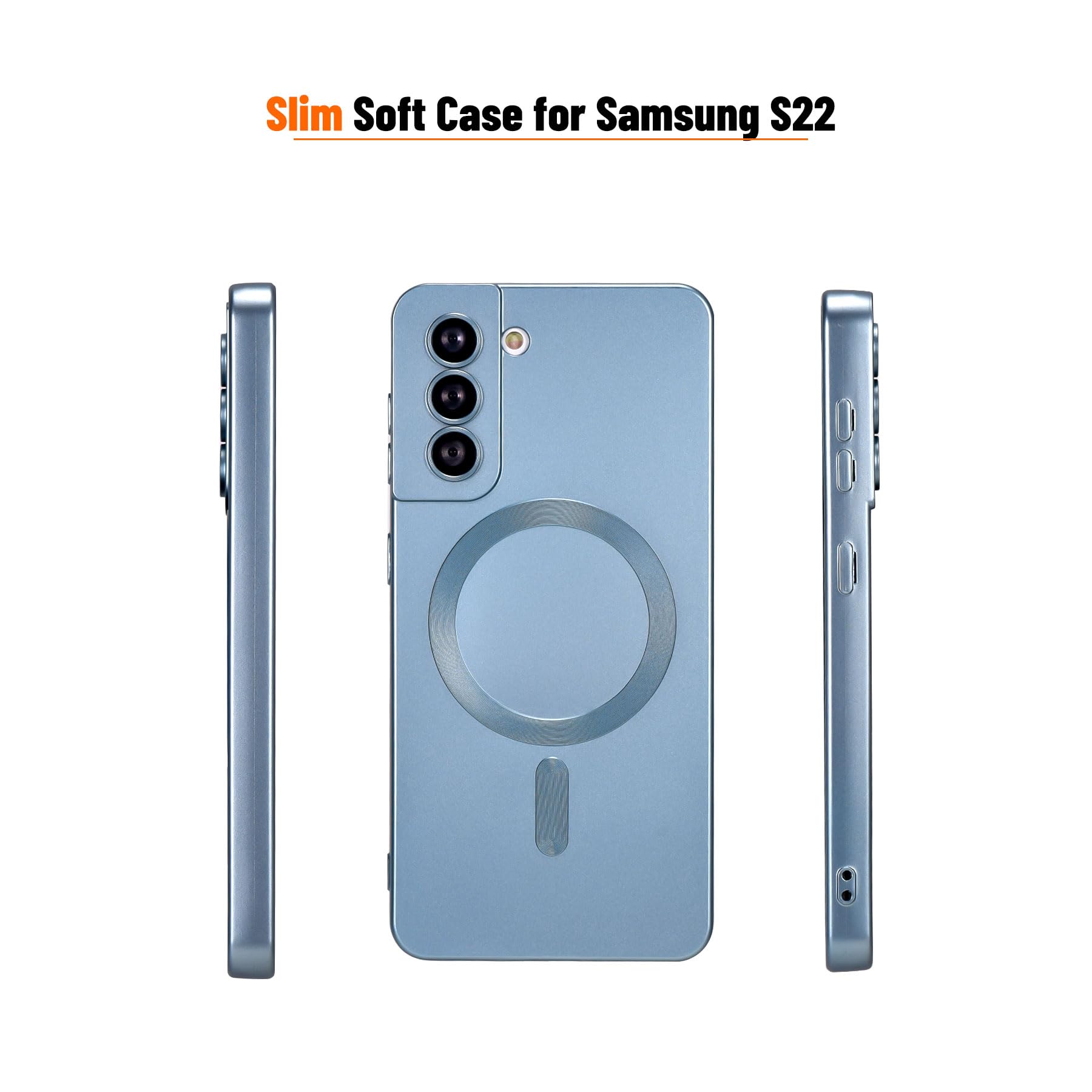 Yetagso Magnetic For Samsung Galaxy S22 Case,Soft Silicone Samsung Galaxy S22 Phone Case With Camera Protection,Slim Fit Anti Sc