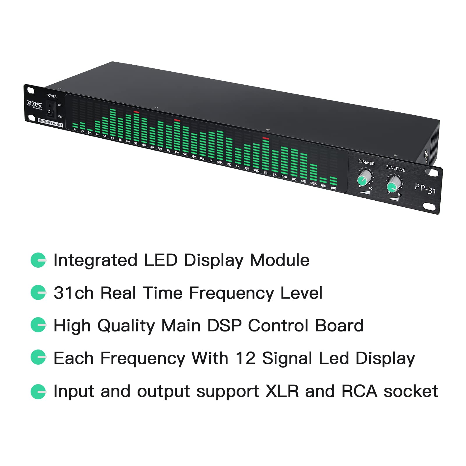 Bds Pp 31 Green Digital Audio Spectrum Analyzer Display 1U Music Spectrum Vu Meter 31 Segments