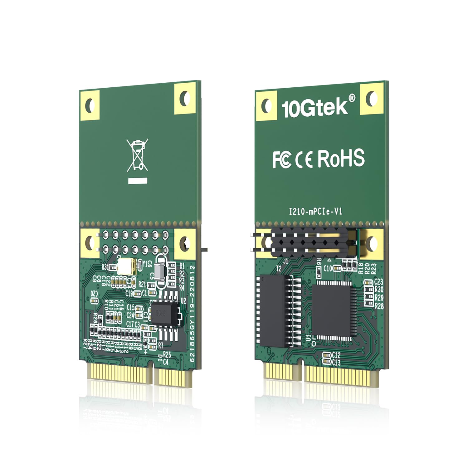 Mini Pcie Gigabit Ethernet Network Card, Single Rj45 Port, 1G Nic Compare To Intel I210At, With Led Light, 30 Cm Cable Length, E