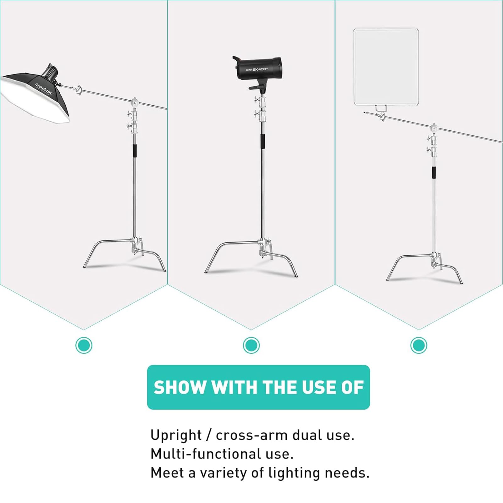 Lapgood Stainless Steel Heavy Duty C Stand With Boom Arm,10.8Ft/330Cm Adjustable Photography Stand With 4.2Ft/128Cm Holding Arm,