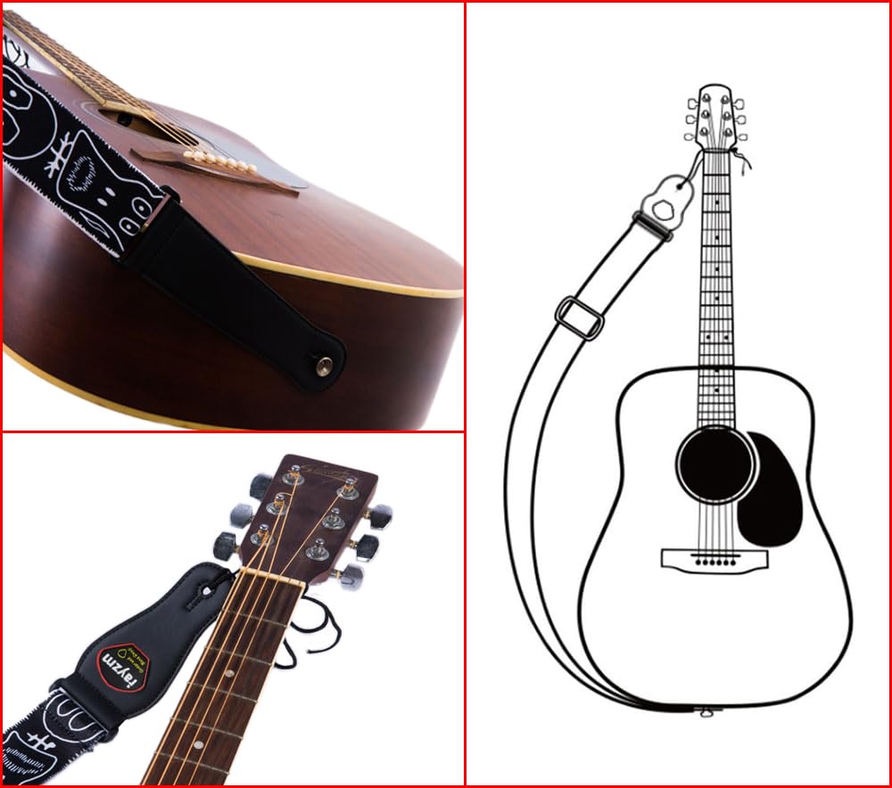 Rayzm Guitar Bass Strap,Polyester Strap For Acoustic Guitars, Electric Guitars, Bass Guitars