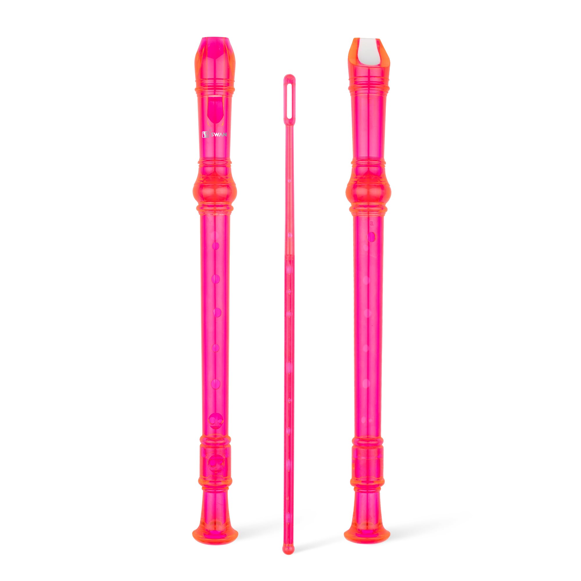 SWAN Soprano Recorder Instrument for Beginners Student in School - Baroque Style 8 Hole Flute Detachable 3pcs ABS Descant Record