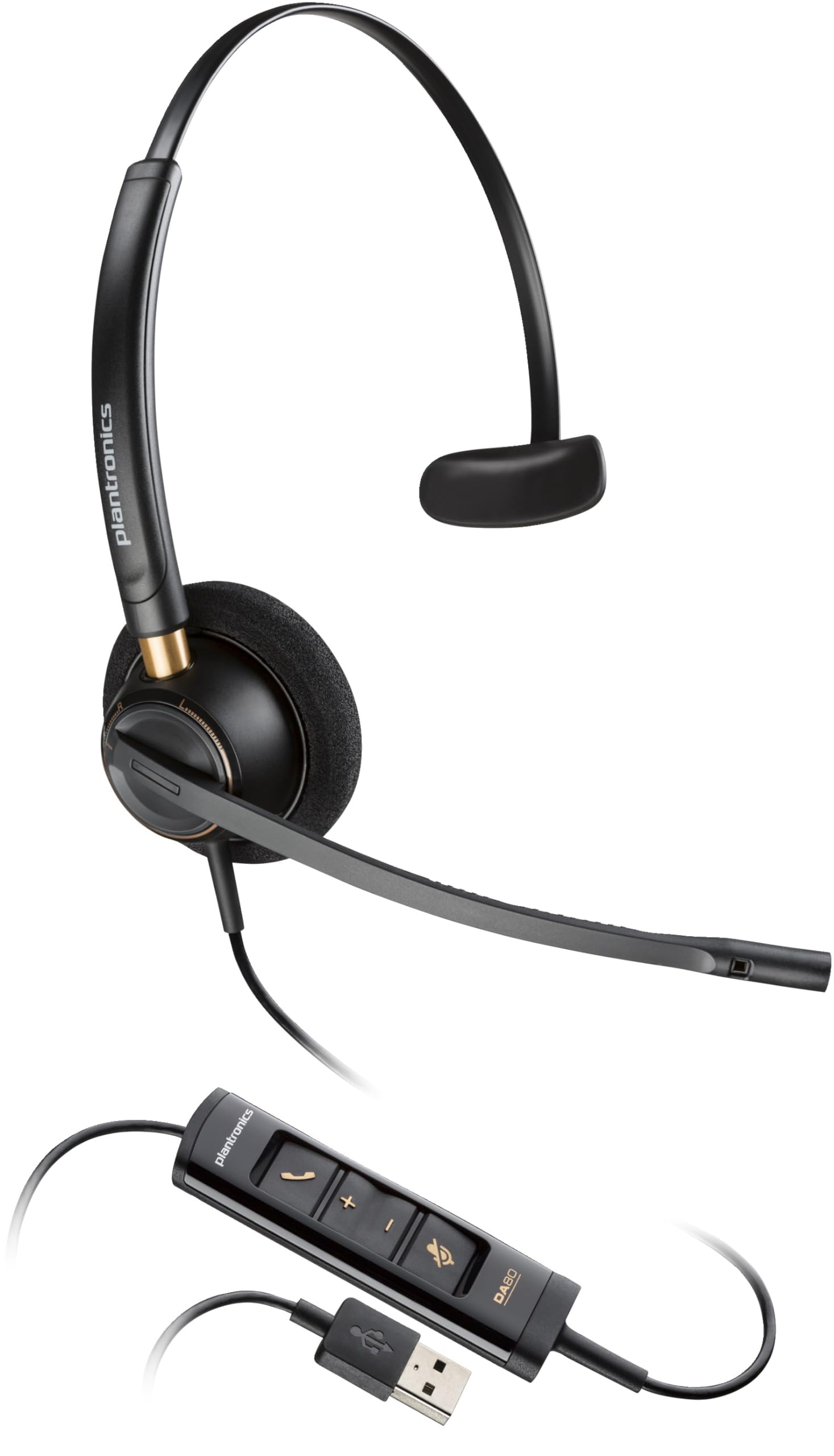 Poly - EncorePro 515 USB-A and USB-C USB Headset (Plantronics) - Cloud System Updates - Acoustic Hearing Protection - Works with