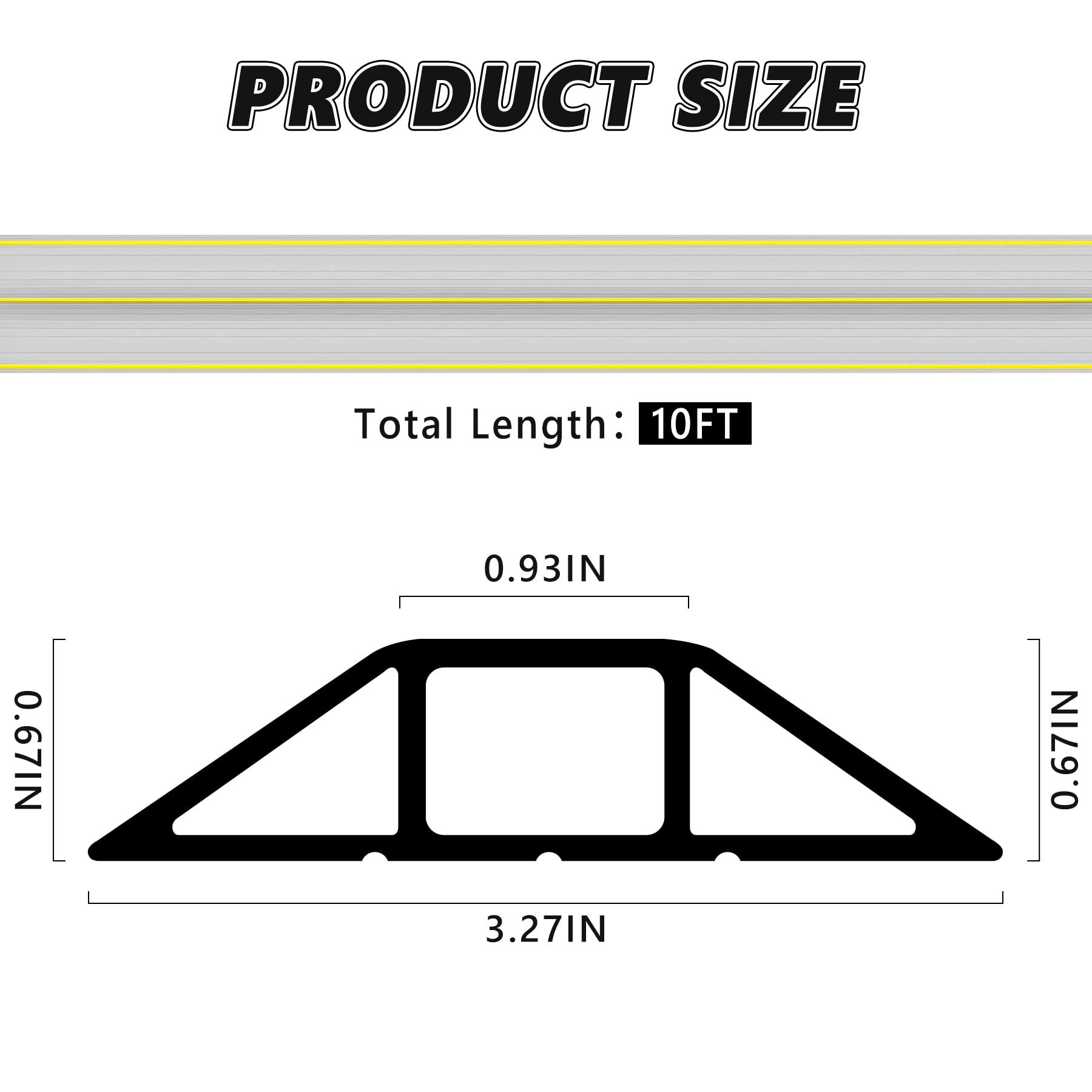 10Ft Cord Cover Heavy Duty Cable Protector 3 Channels Contains Cords, Cables And Wires, Conceal Wires Of Home, Office, Warehouse