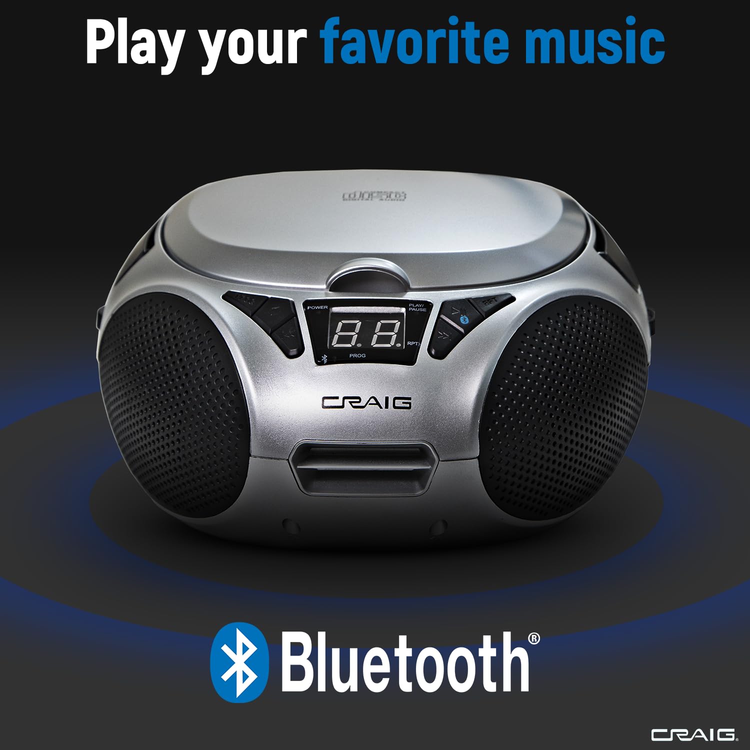 Craig Cd6925 Portable Top Loading Stereo Cd Boombox With Am/Fm Stereo Radio Bluetooth Wireless And Aux Port (Silver, Bluetooth)