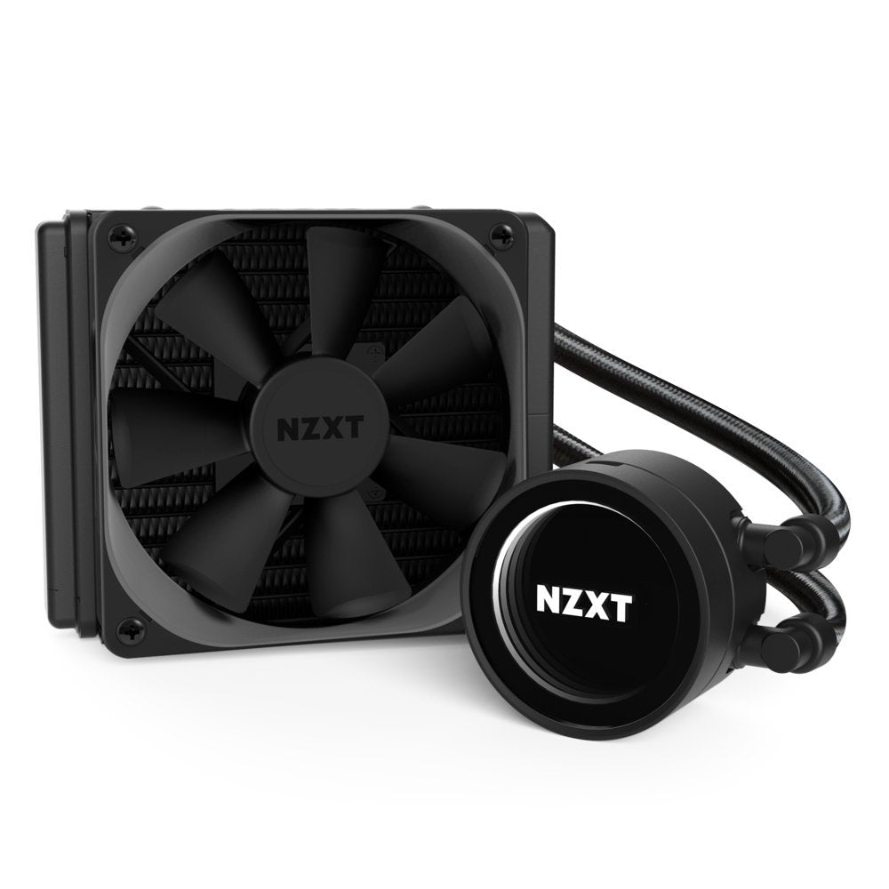 Nzxt Kraken M22 120Mm   Rl Krm22 01   Aio Rgb Cpu Liquid Cooler   Cam Powered   Infinity Mirror Design   Reinforced Extended Tubing   Aer P120Mm Pwm Radiator Fan (Included) Black