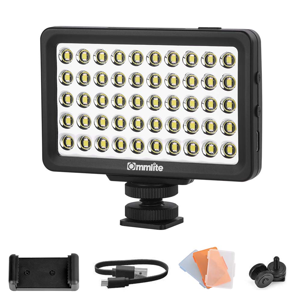 Commlite Cm L50 Led Camera Video Light, 50 Led 5700 6000K Dimmable Mini Panel Light For Smartphones And Cameras, Fit For Canon,