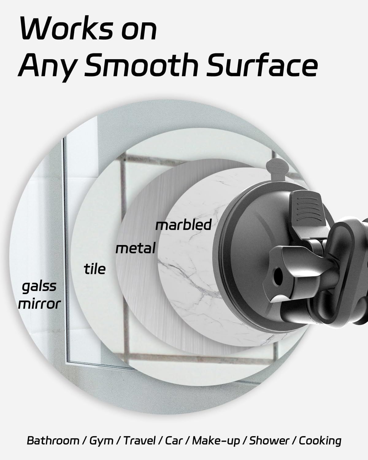 Quyee For Magsafe Universal Magnetic Phone Holder, Multi-Directional Dual 360 Degree Rotating Suction Cup Phone Wall Mount, Tikt