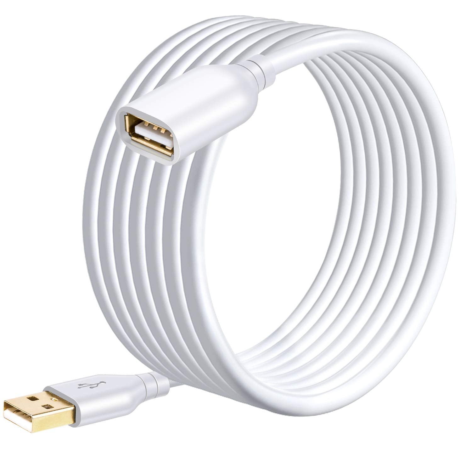 Costyle Usb Extension Cable White 15Ft, Usb 2.0 Extension Cord Type A Male To A Female White Usb Extender Cable For Hard Drive, Security Camera,Printer, Usb Keyboard,Mouse