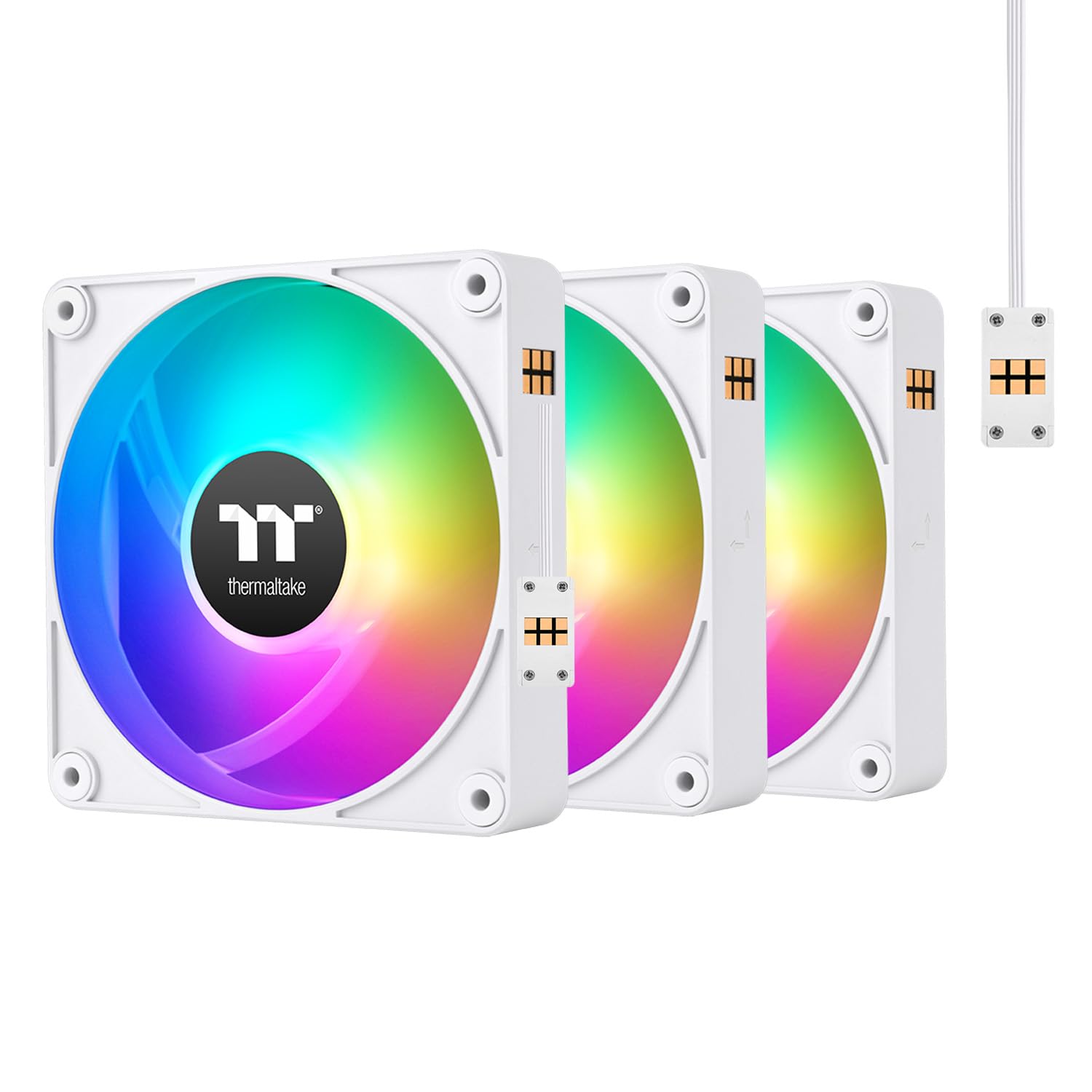 Thermaltake CT120 EX ARGB Sync PC Cooling Fan White (3-Fan Pack), Magnetic Connection, 5V Motherboard Sync, 16.8 Million Colors